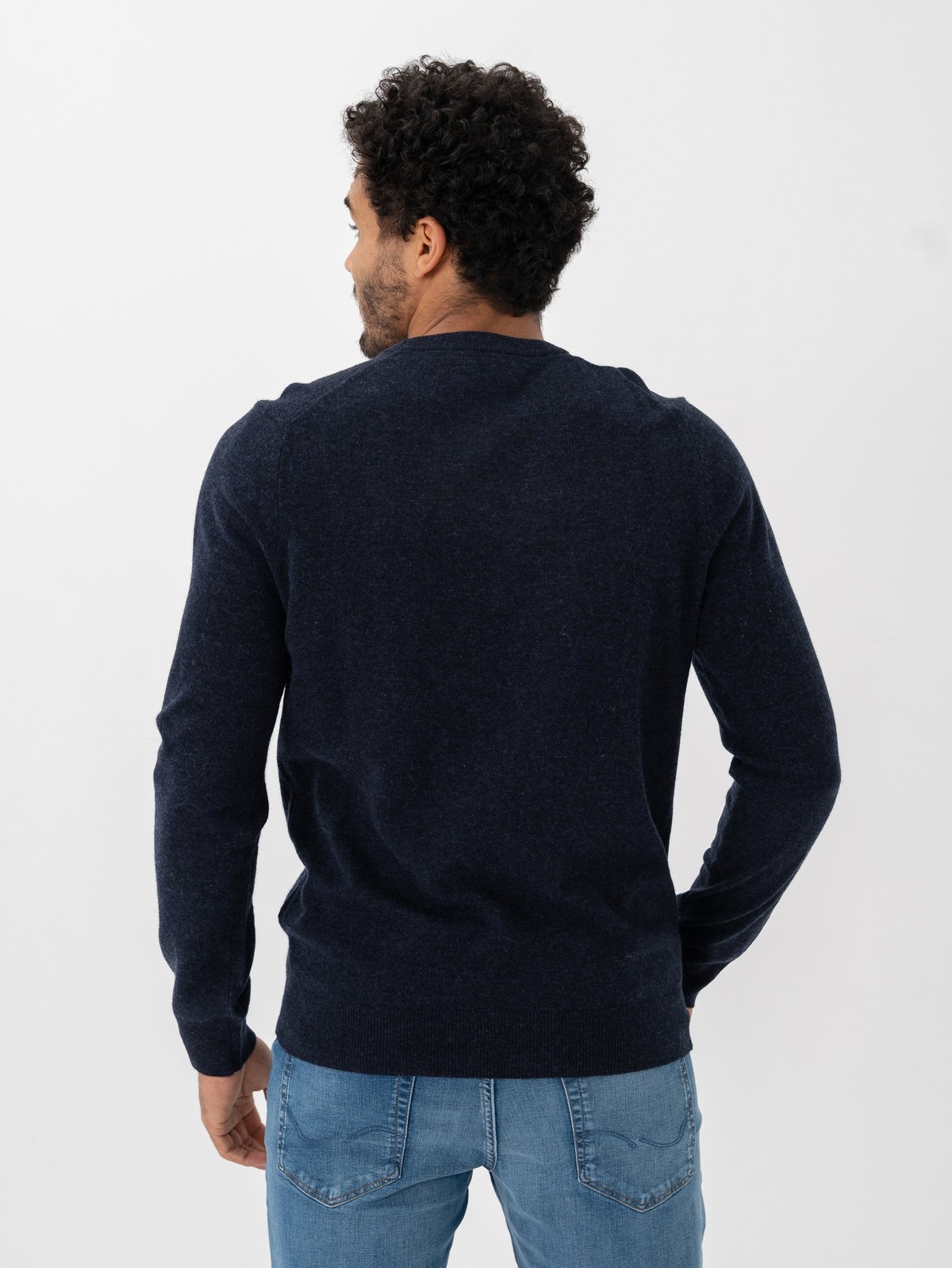 Lyle & Scott Lambswool Blend Crew Neck Jumper Dark Navy Marl