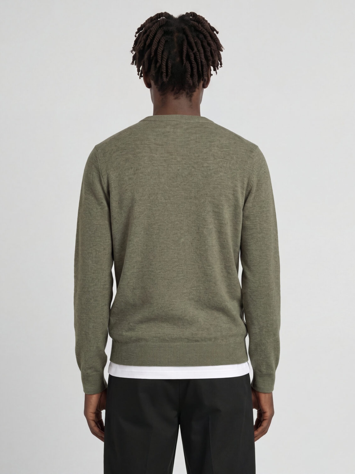 Lyle & Scott Lambswool Blend Crew Neck Jumper Khaki Smoke Marl