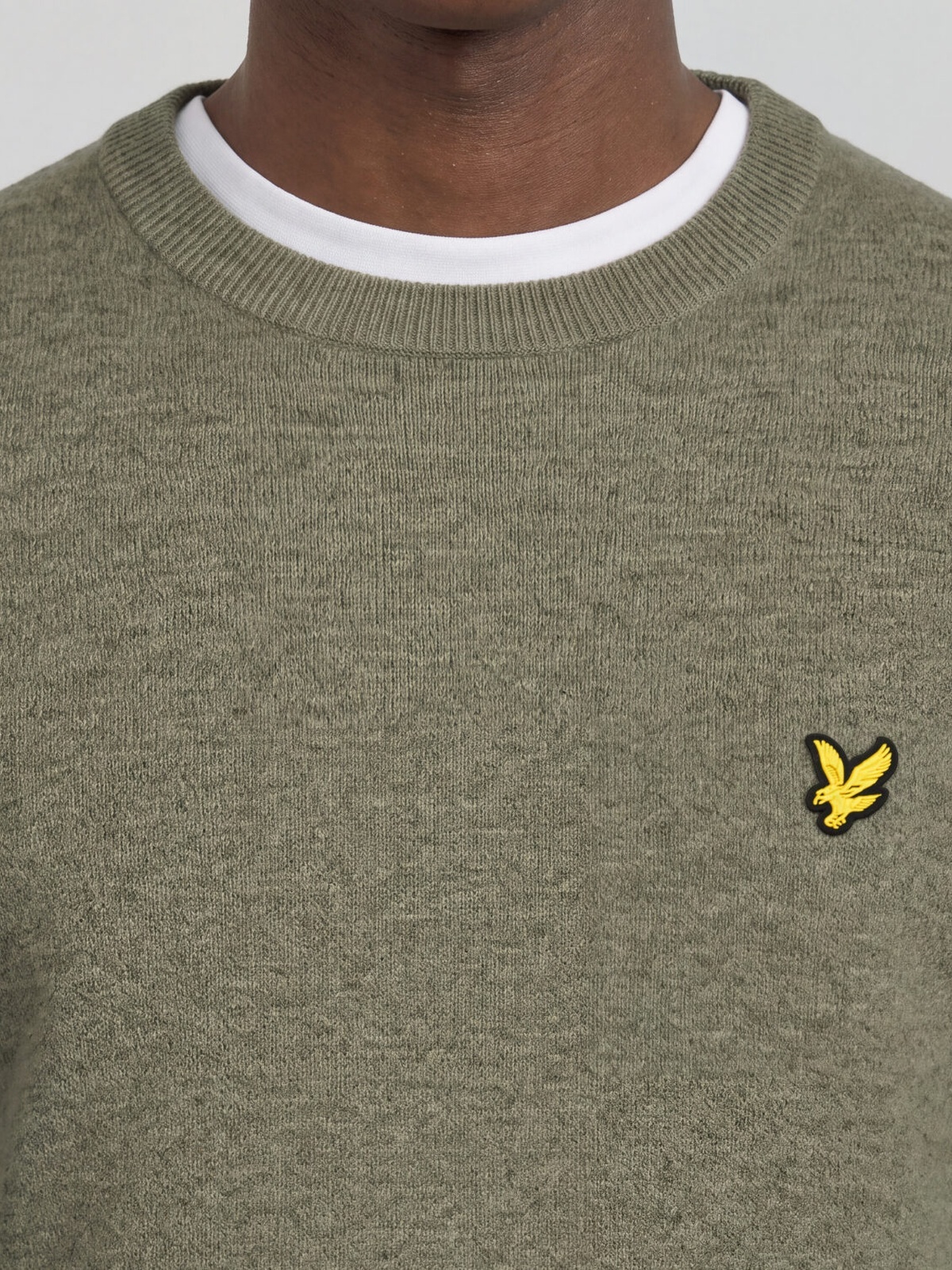 Lyle & Scott Lambswool Blend Crew Neck Jumper Khaki Smoke Marl
