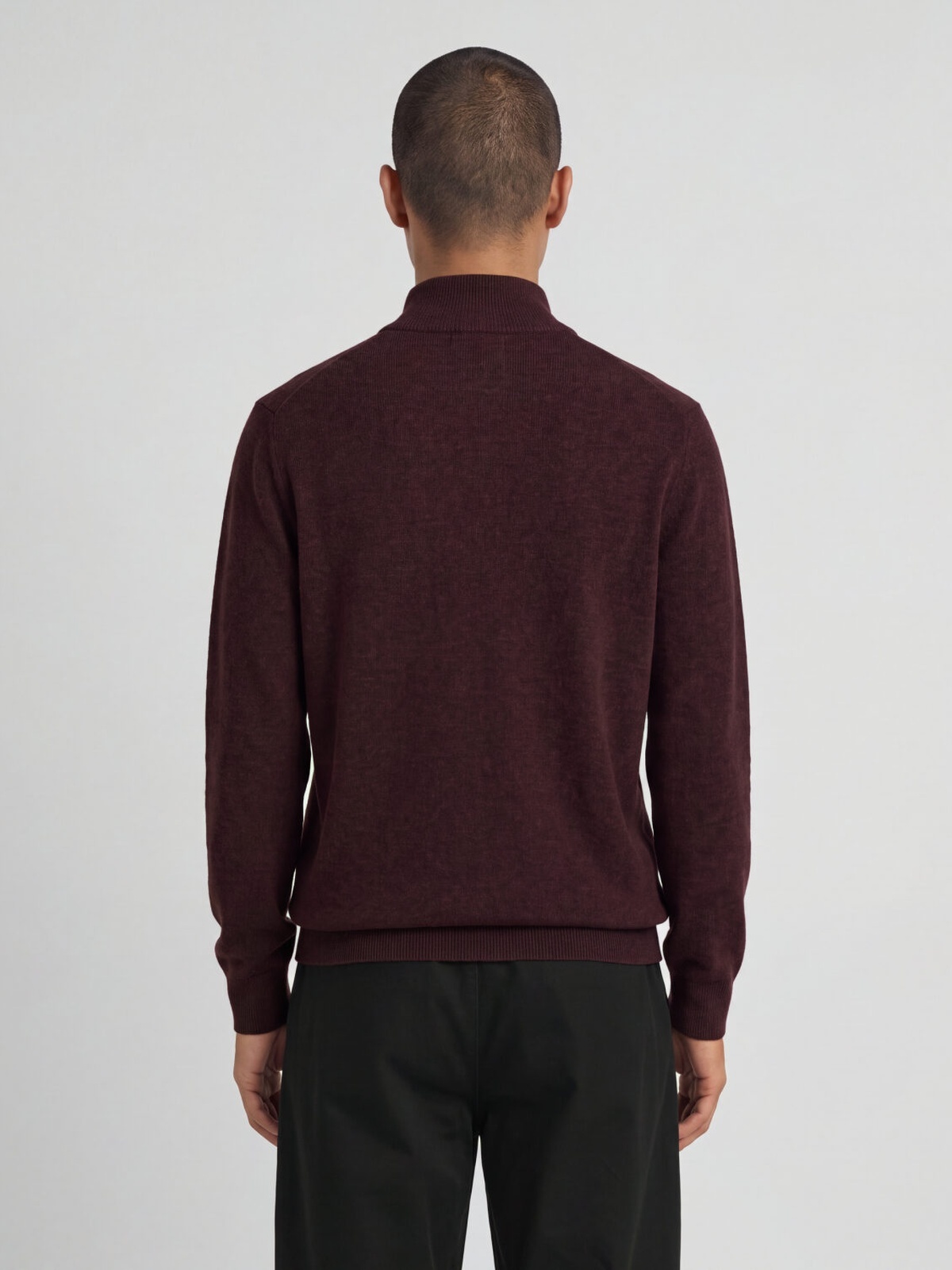 Lyle & Scott Lambswool Blend Quarter Zip Jumper Beetroot Marl