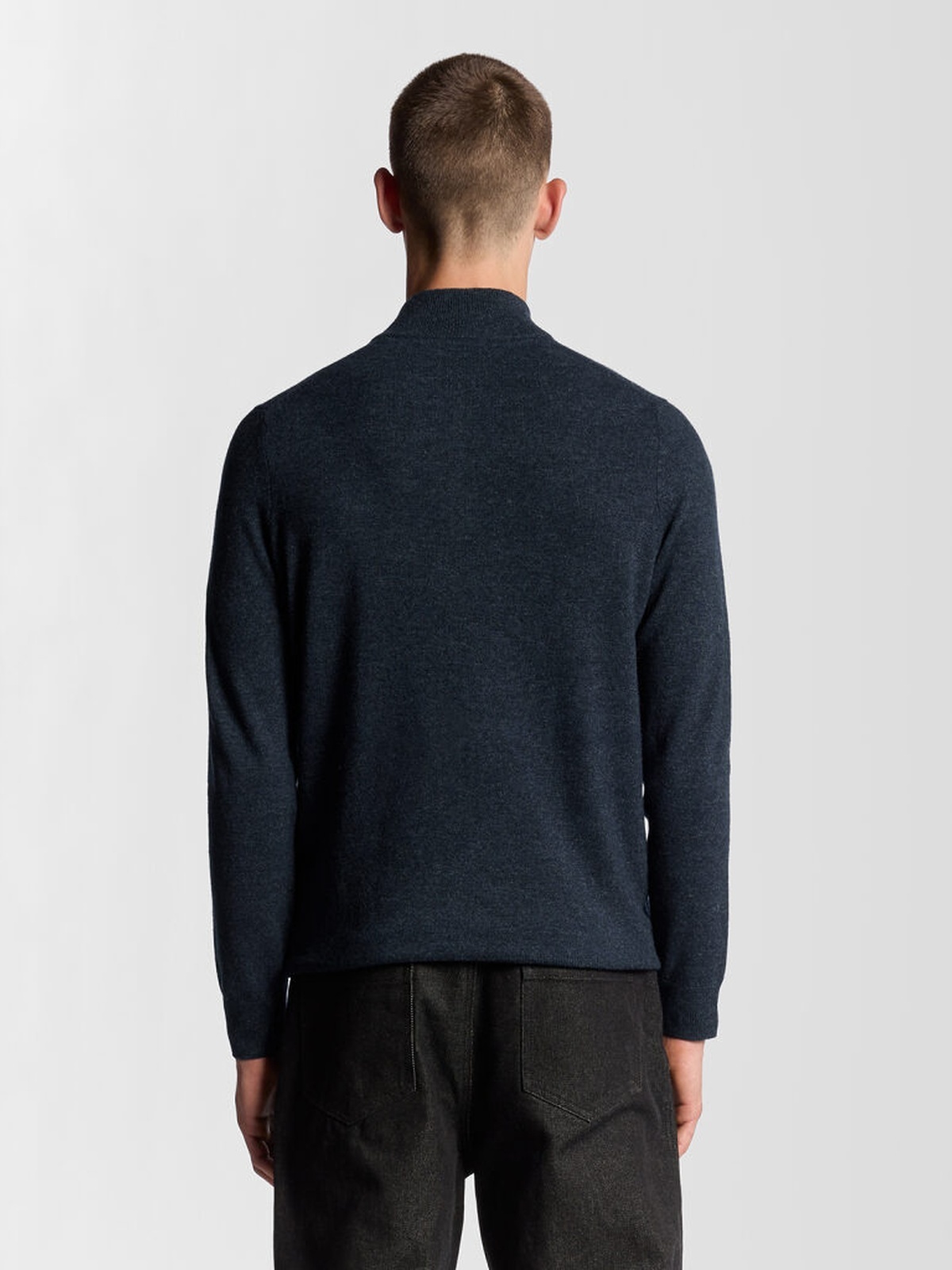 Lyle & Scott Lambswool Blend Quarter Zip Jumper Dark Navy Marl