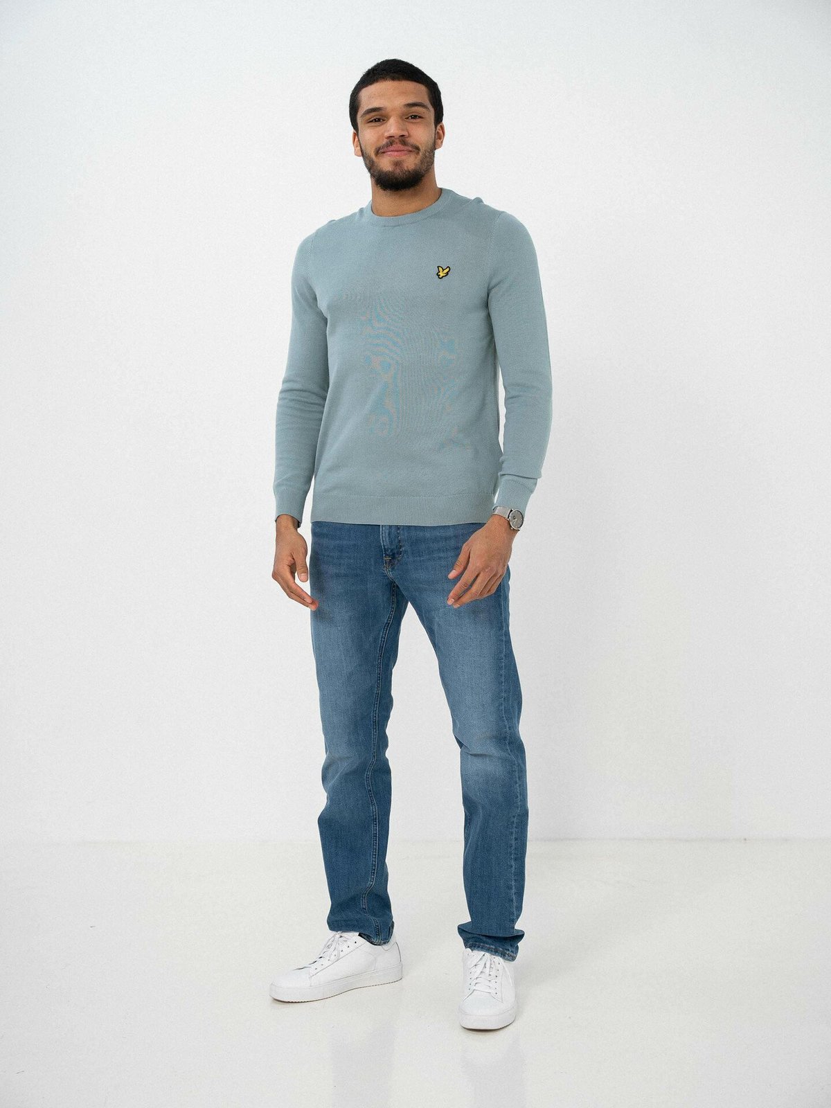 Lyle & Scott Crew Neck Cotton Jumper Slate Blue