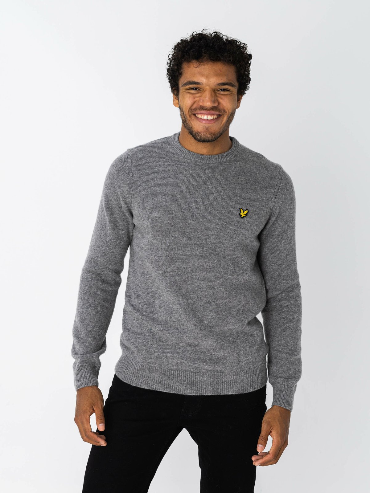 Lyle & Scott Crew Neck Lambswool Jumper Mid Grey Marl