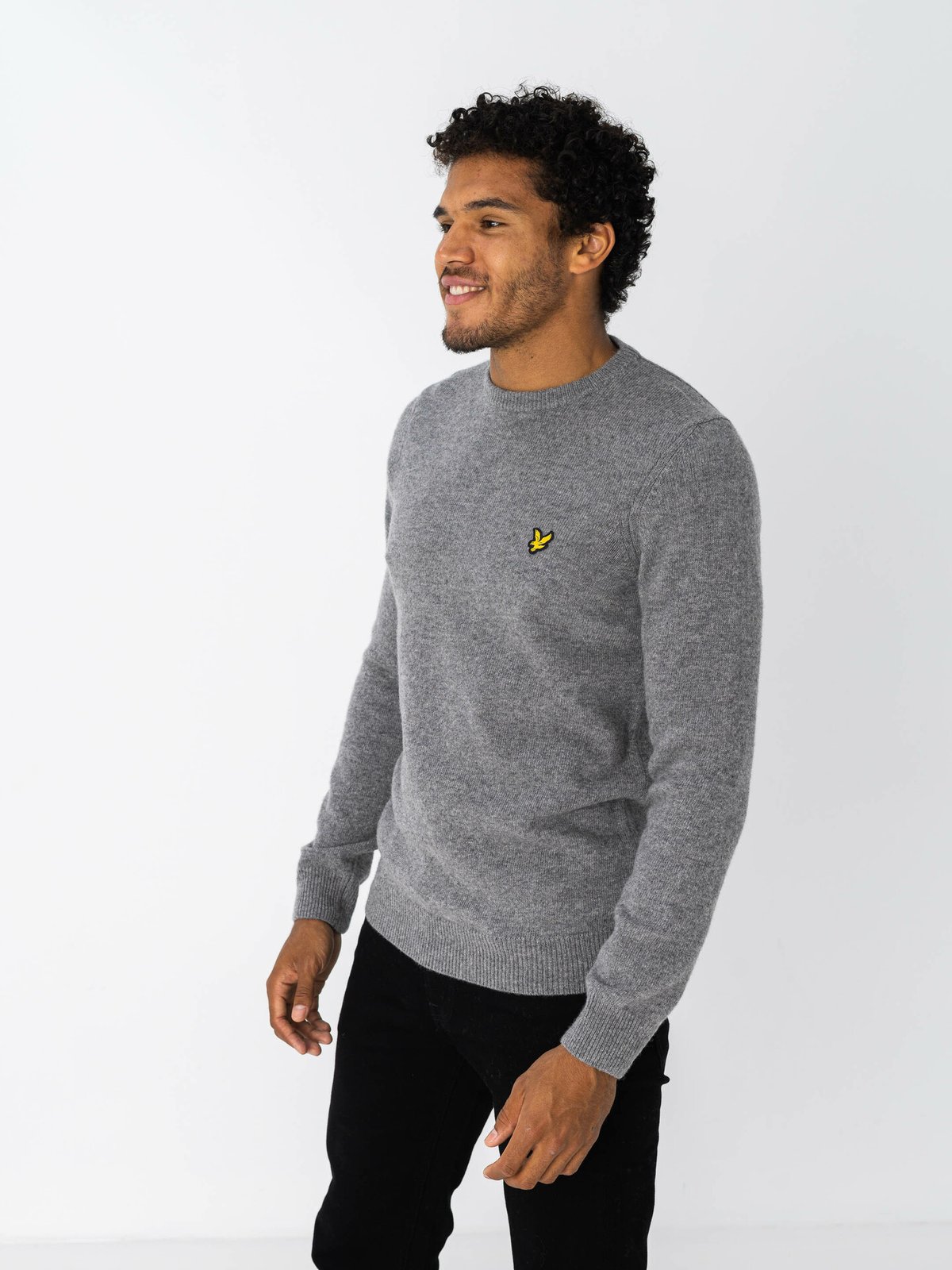 Lyle & Scott Crew Neck Lambswool Jumper Mid Grey Marl