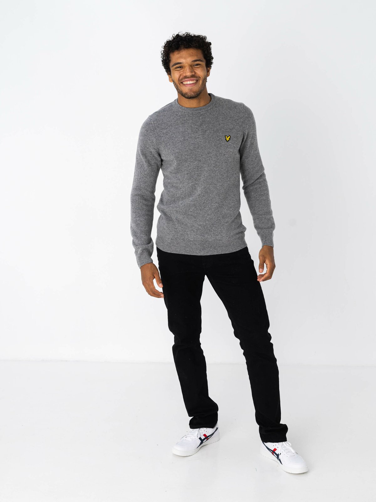 Lyle & Scott Crew Neck Lambswool Jumper Mid Grey Marl