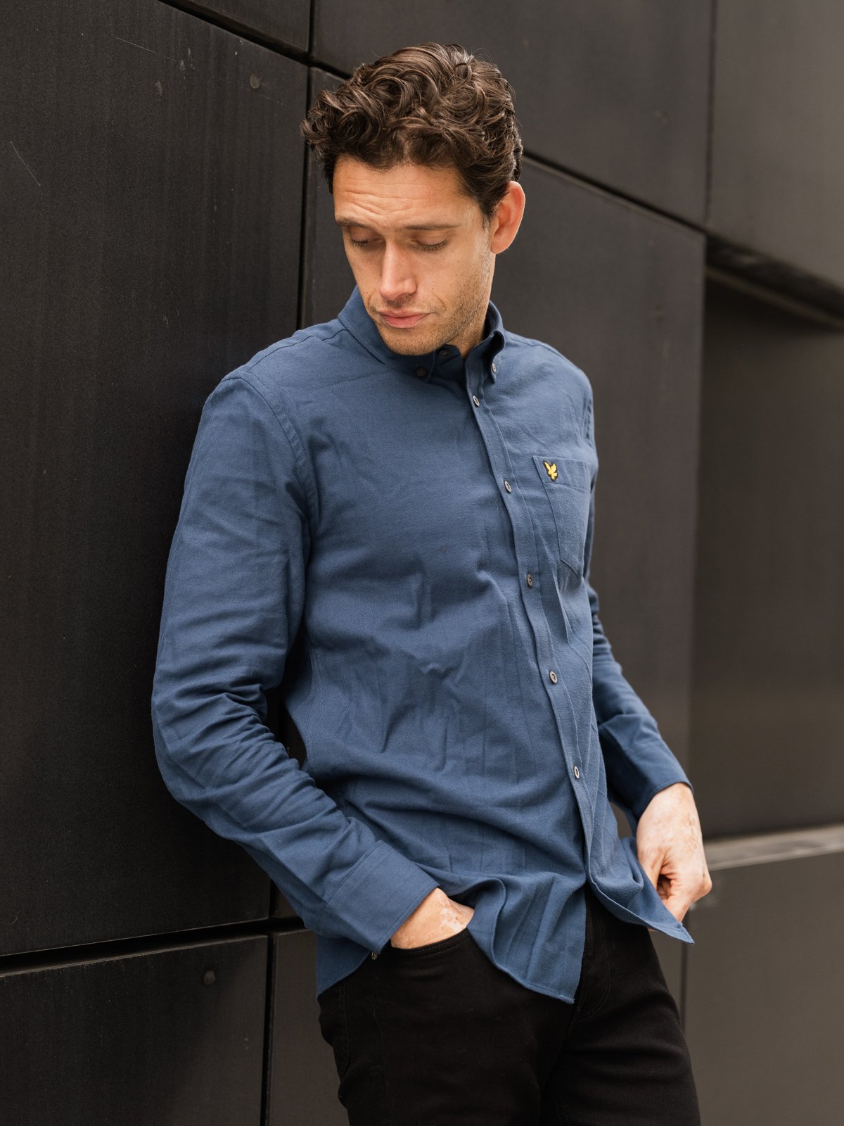 Lyle & Scott Plain Flannel Shirt W329 Aegean Blue