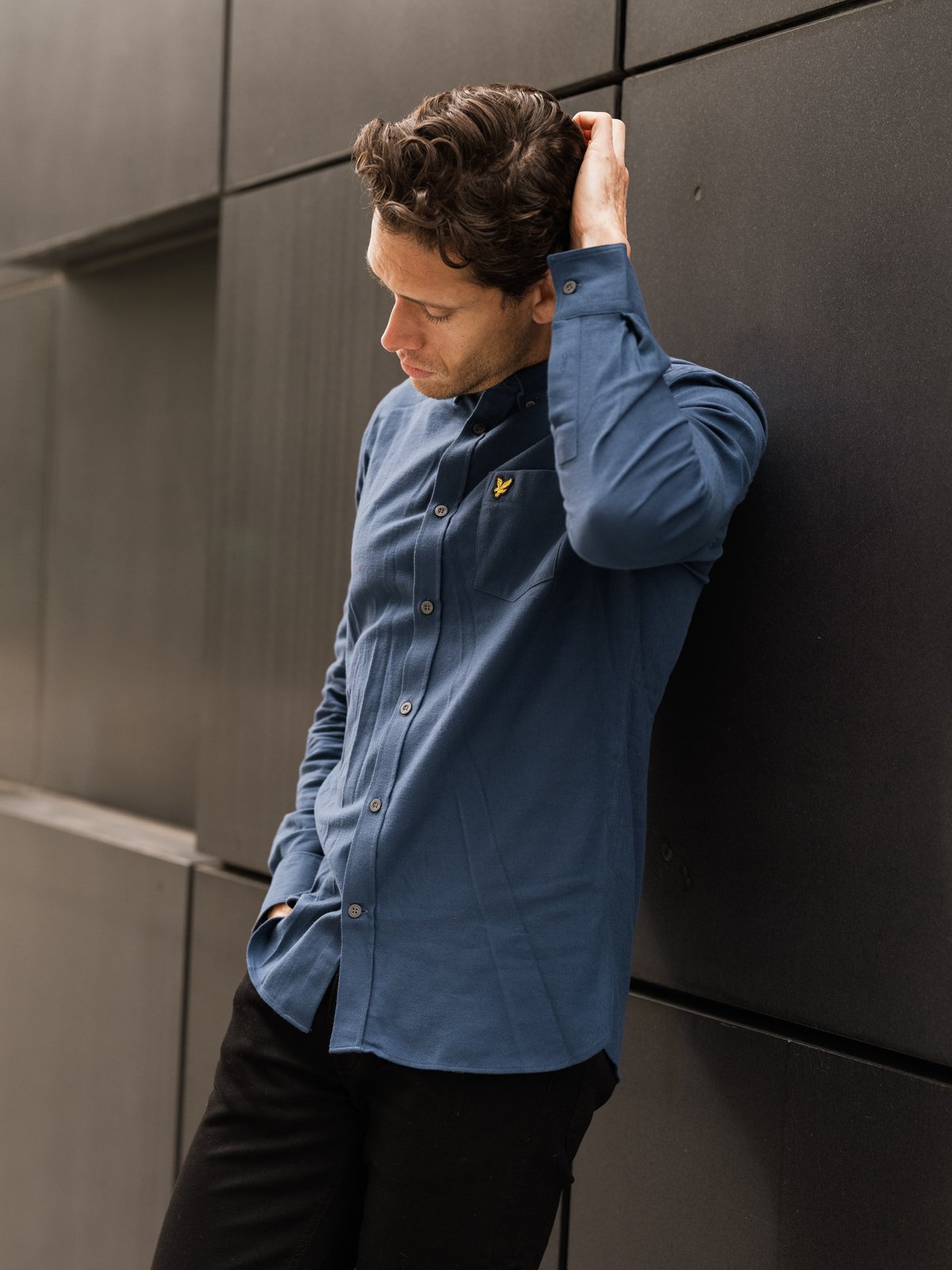 Lyle & Scott Plain Flannel Shirt W329 Aegean Blue