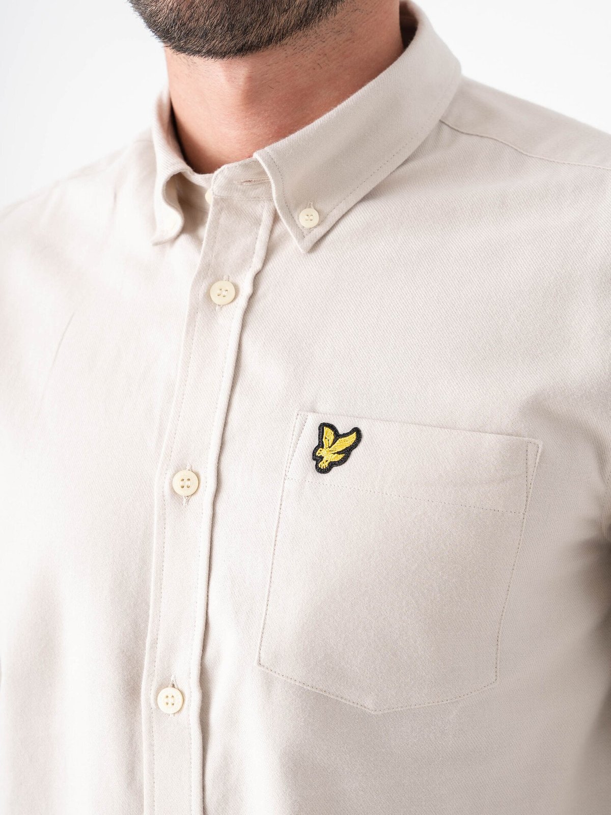 Lyle & Scott Plain Flannel Shirt Putty