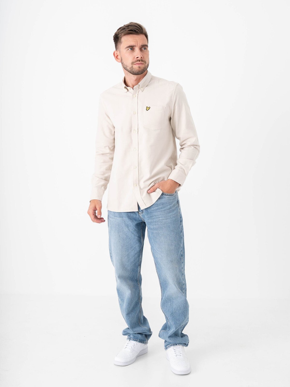 Lyle & Scott Plain Flannel Shirt Putty
