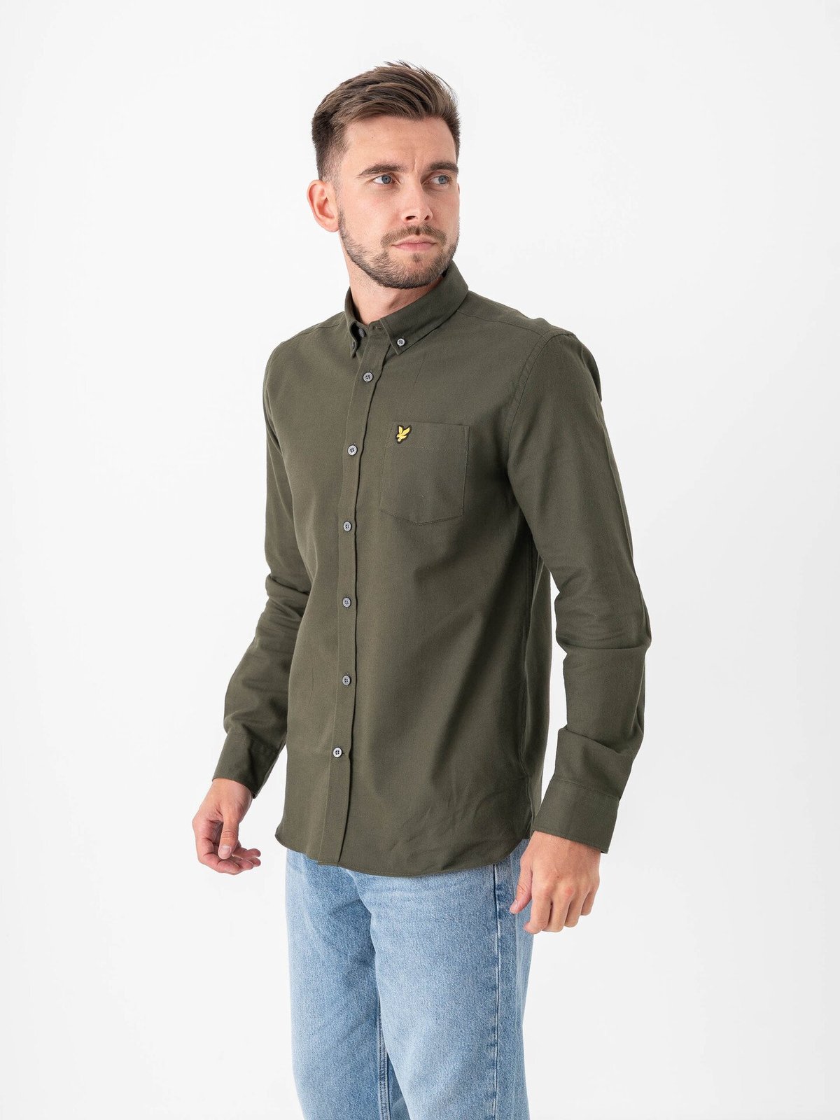 Lyle & Scott Plain Flannel Shirt Deep Depths
