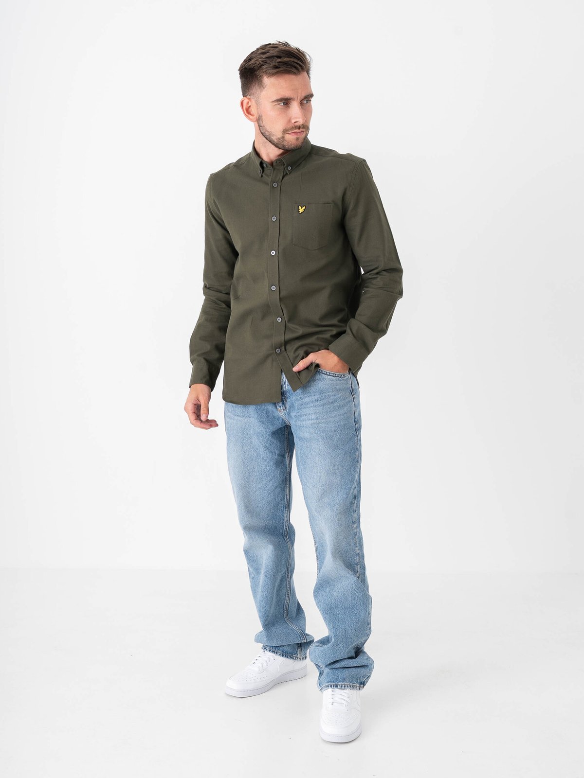 Lyle & Scott Plain Flannel Shirt Deep Depths