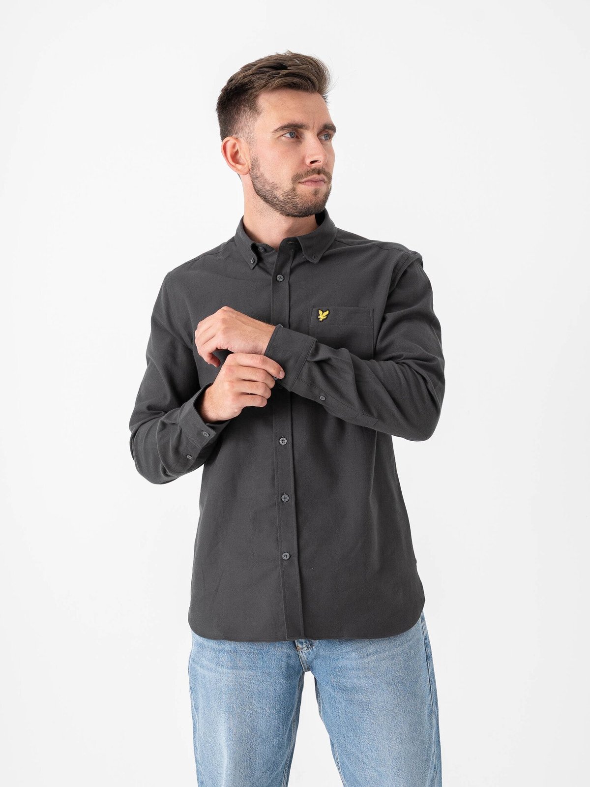 Lyle & Scott Plain Flannel Shirt Shadow