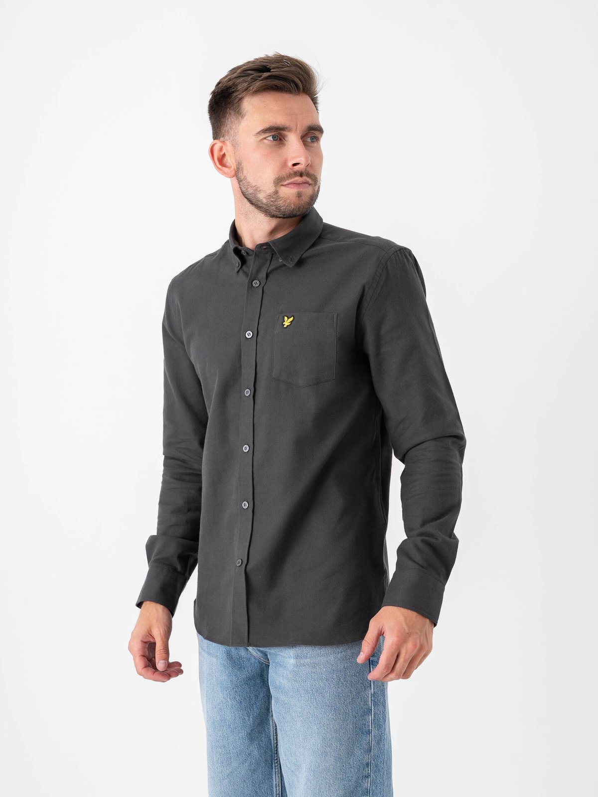 Lyle & Scott Plain Flannel Shirt Shadow