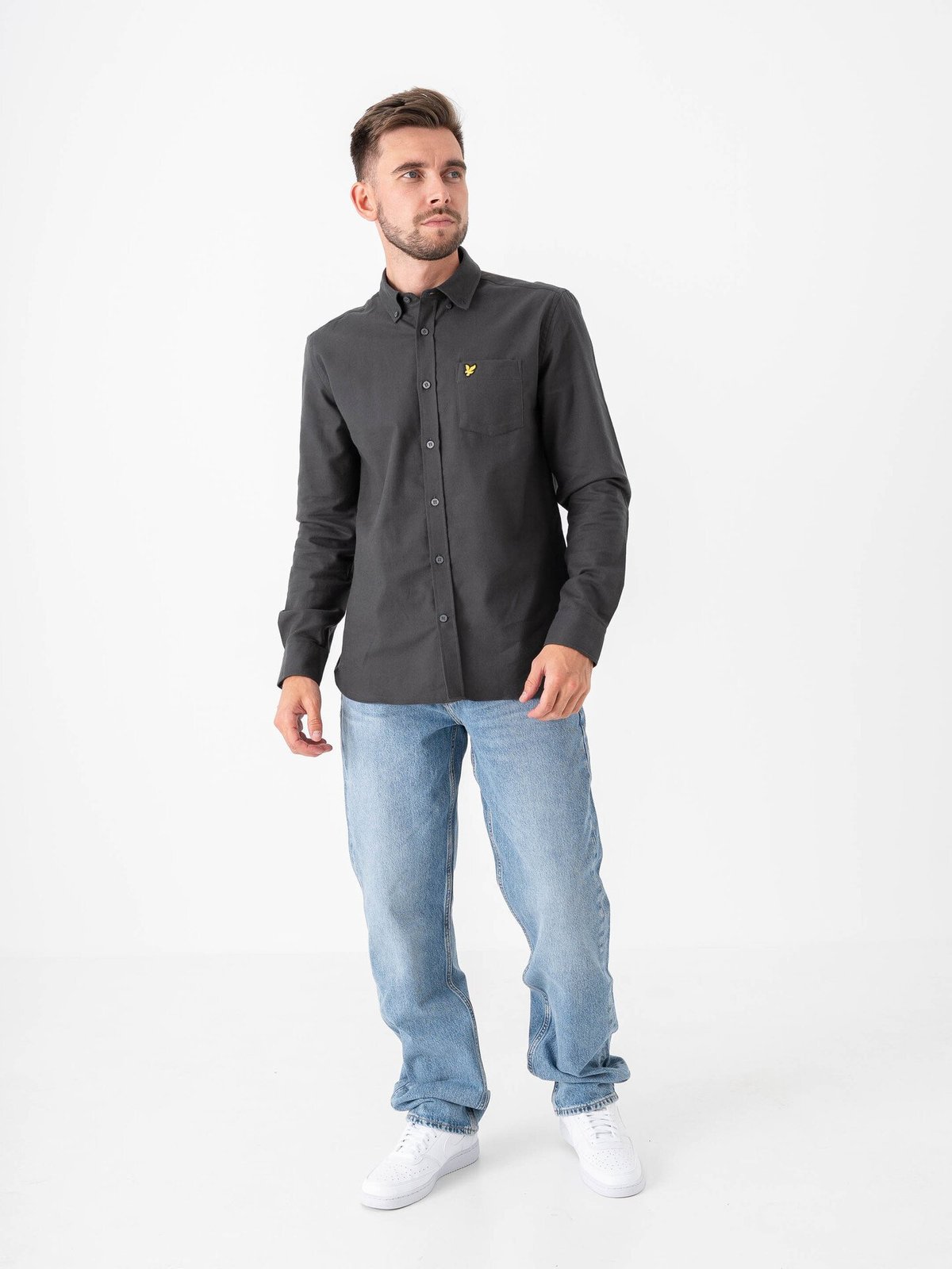 Lyle & Scott Plain Flannel Shirt Shadow