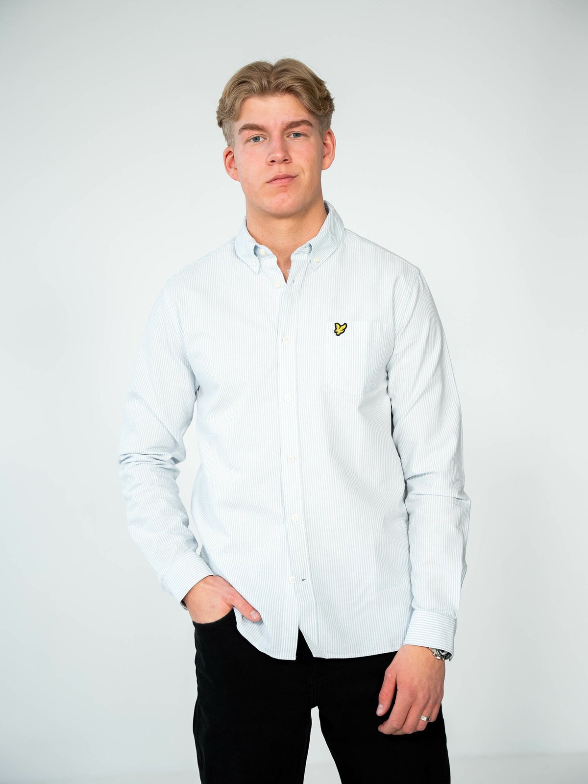 Lyle & Scott Stripe Oxford Shirt Light Blue / White