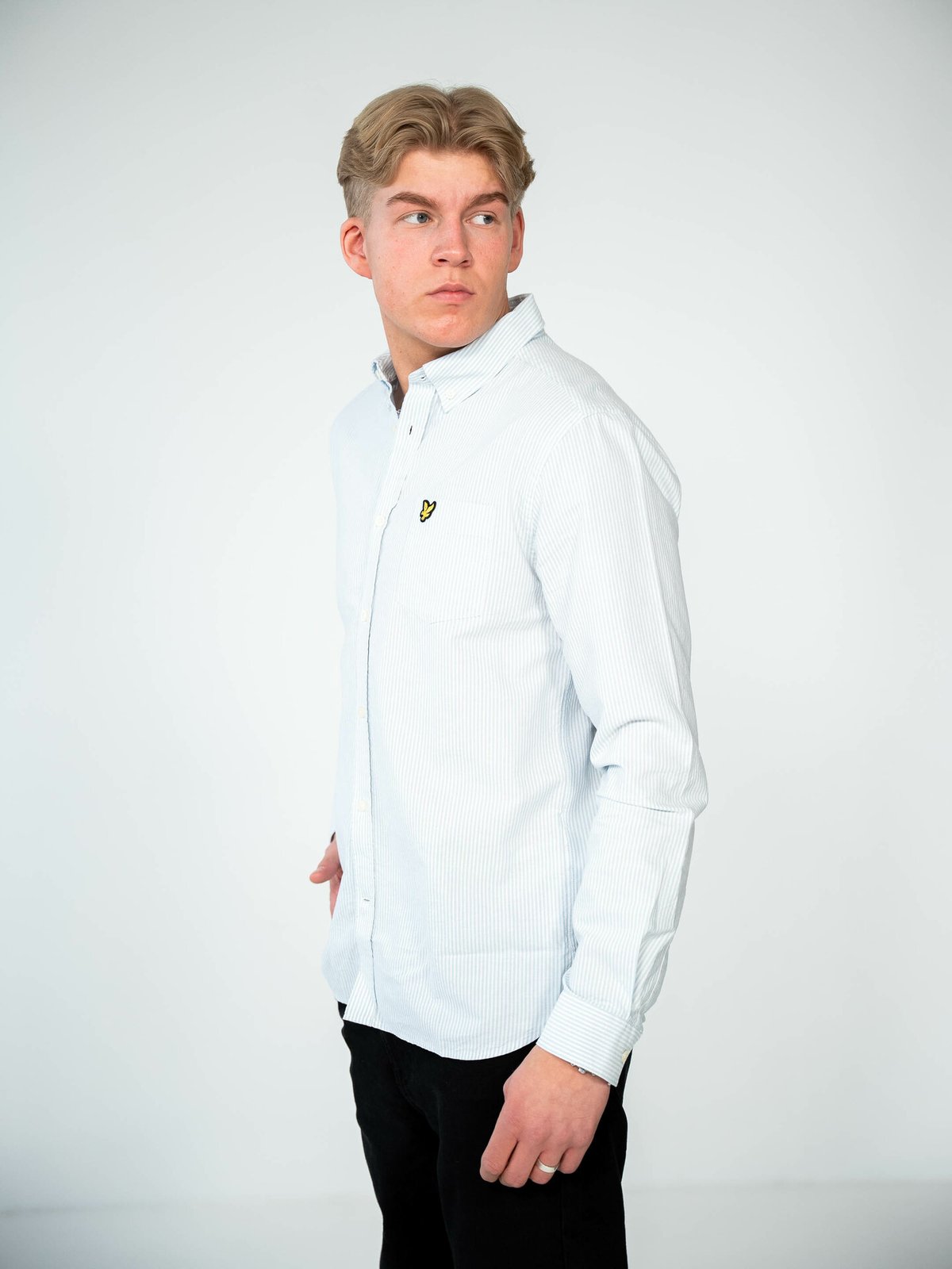 Lyle & Scott Stripe Oxford Shirt Light Blue / White