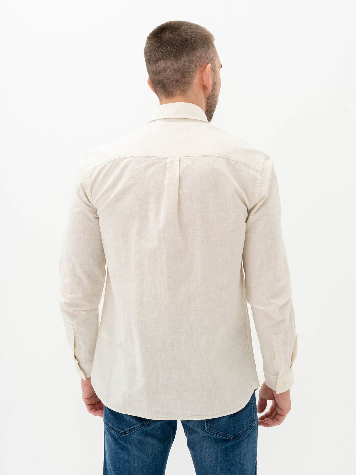 Lyle & Scott Linen Blend Oxford Shirt Beige