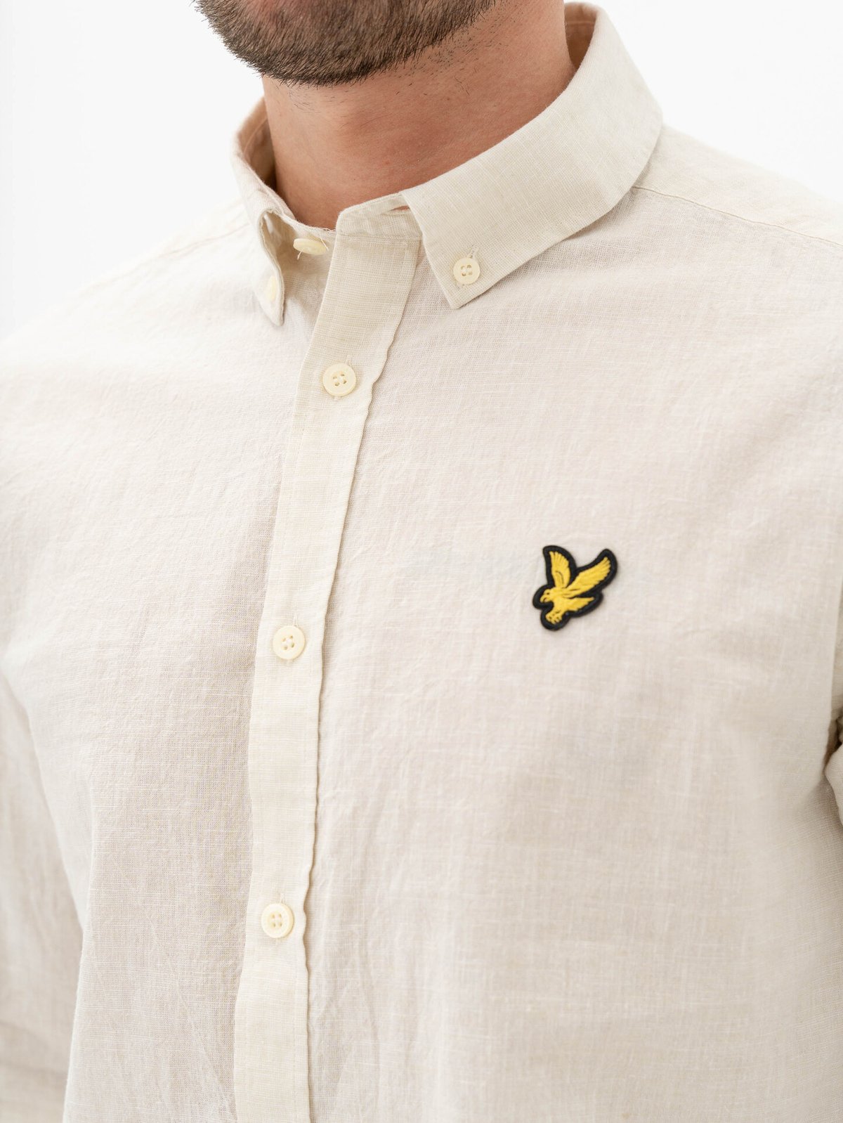Lyle & Scott Linen Blend Oxford Shirt Beige