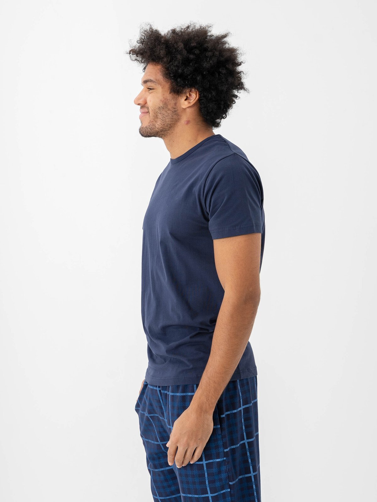 Lyle & Scott T-shirt And Check Print Pant Set Blå