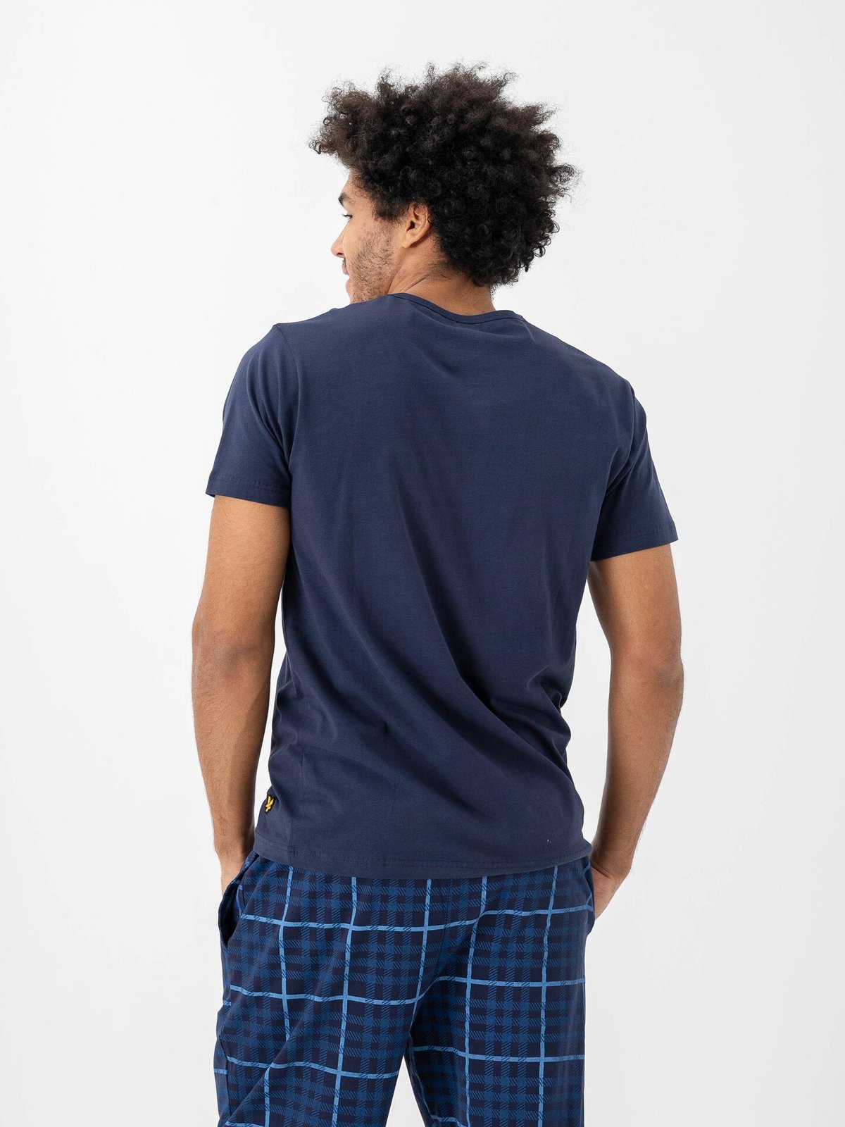 Lyle & Scott T-shirt And Check Print Pant Set Blå