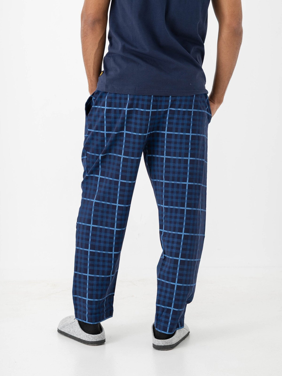 Lyle & Scott T-shirt And Check Print Pant Set Blå