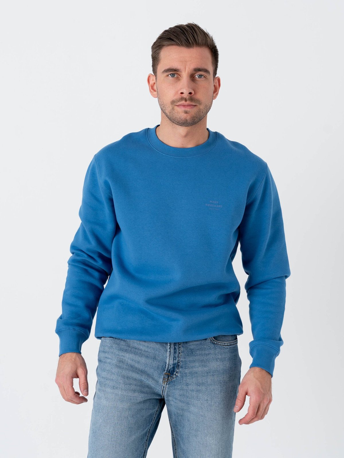 Mads Nørgaard Standard Crew Logo Sweat Bright Cobalt