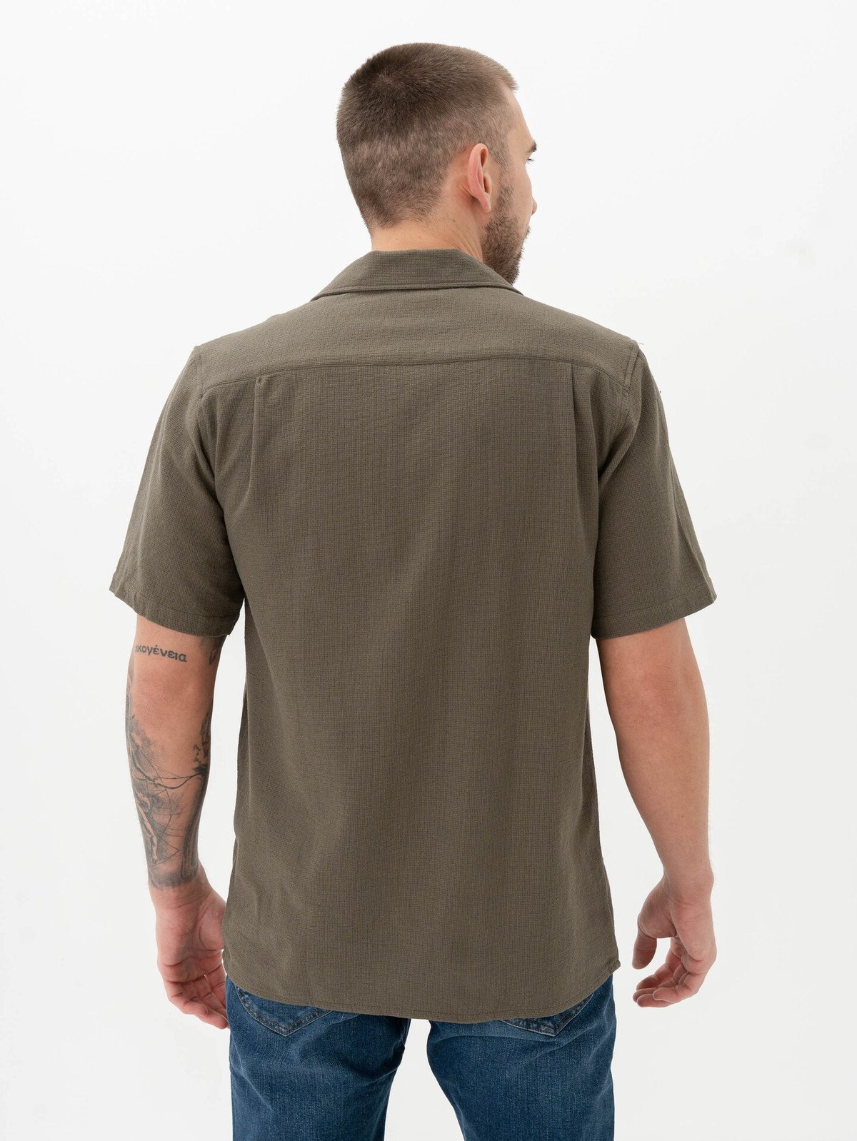 Mads Nørgaard Texture Kenji Shirt Short Sleeve Kalamata