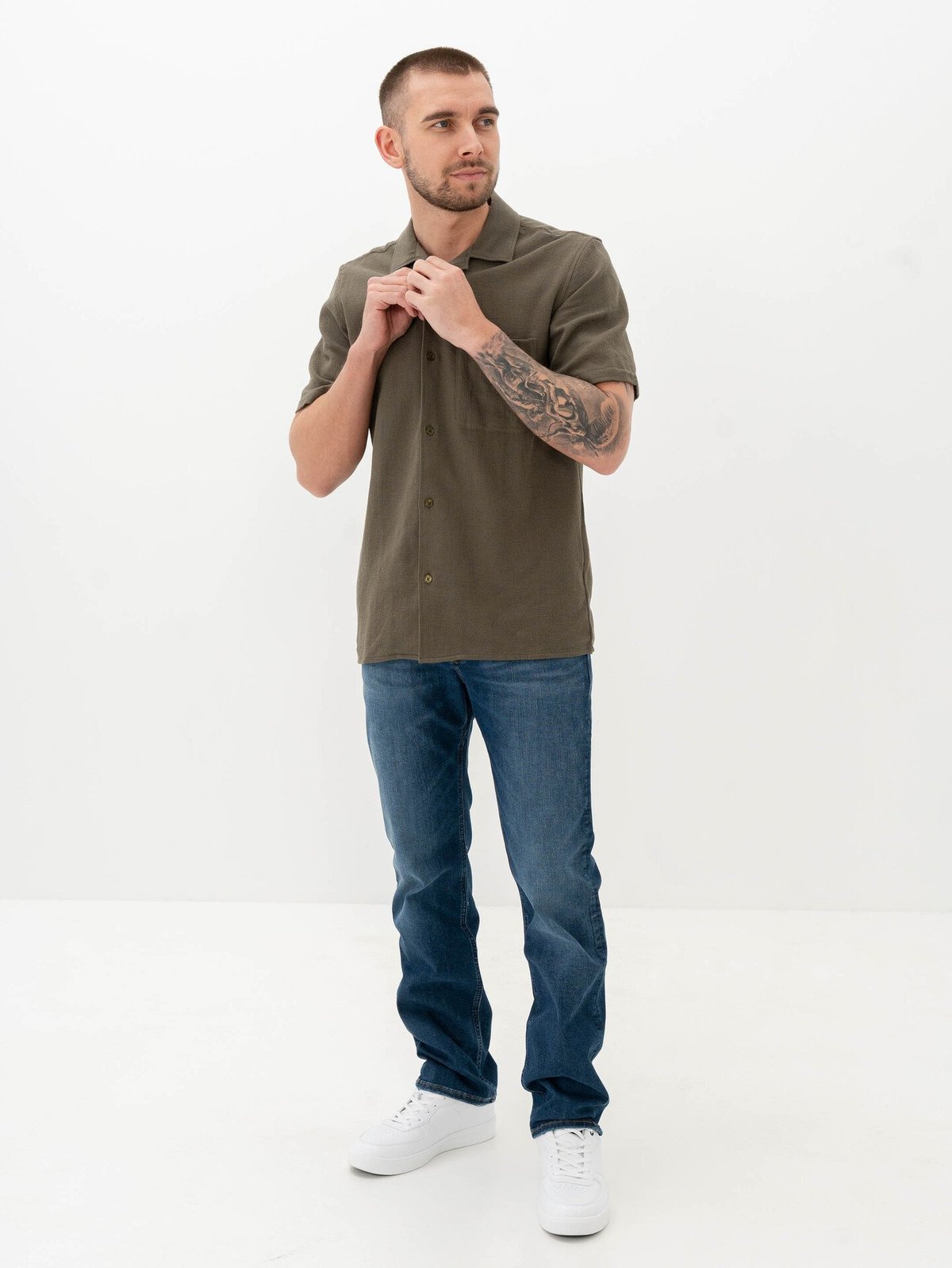 Mads Nørgaard Texture Kenji Shirt Short Sleeve Kalamata