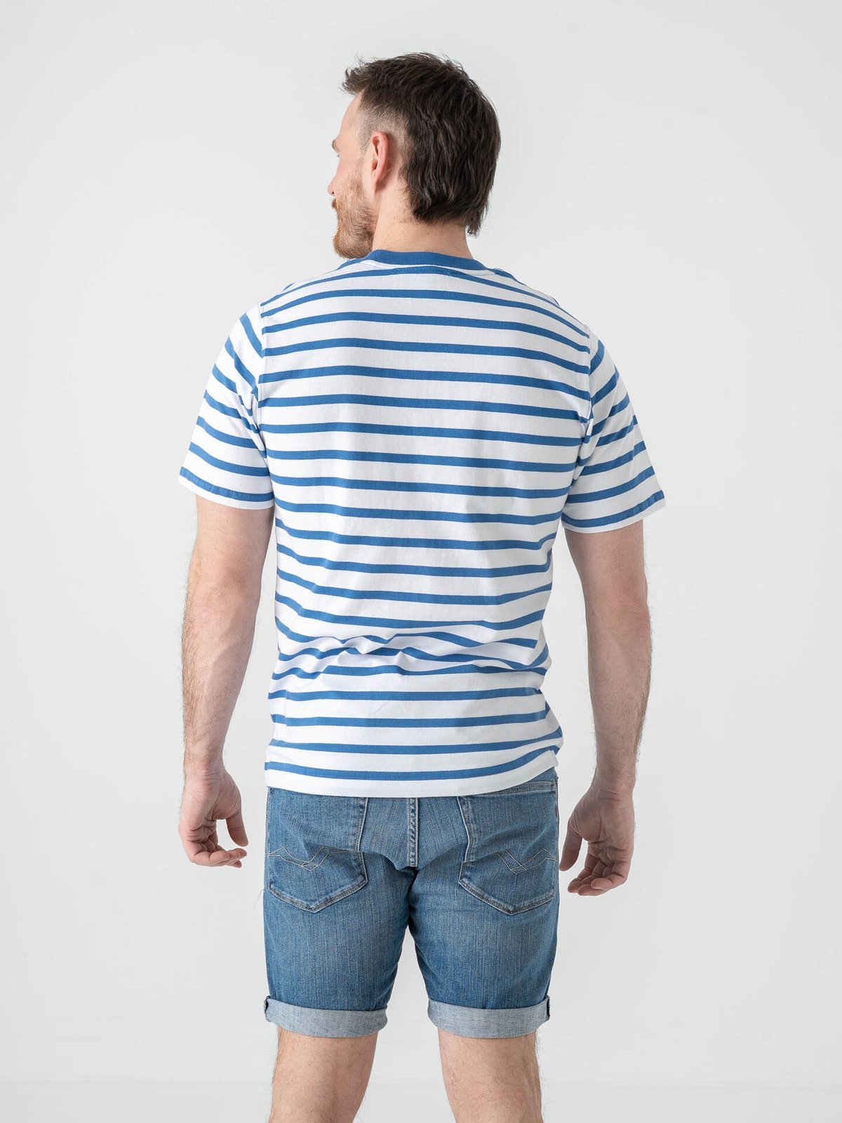 Mads Nørgaard Cotton Jersey Stripe Frode Tee Bright Cobalt / White