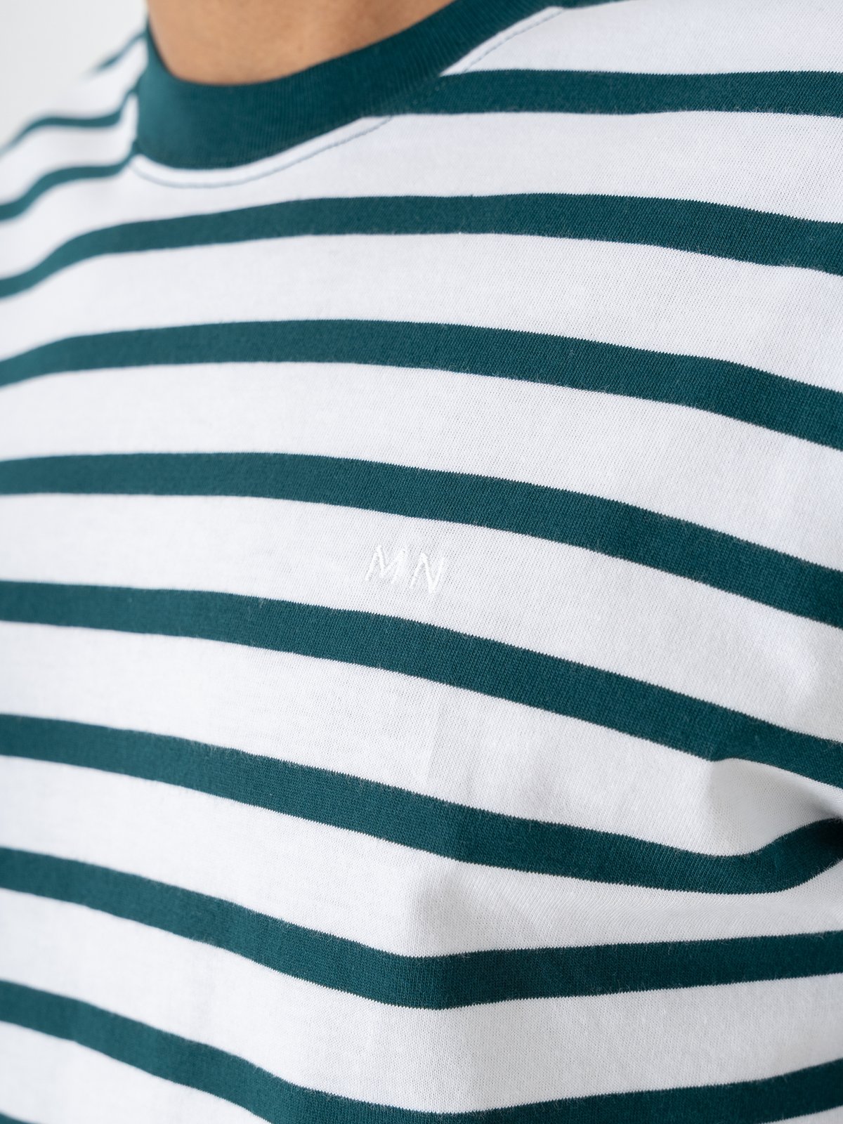 Mads Nørgaard Cotton Jersey Stripe Frode Tee Deep Sea / White