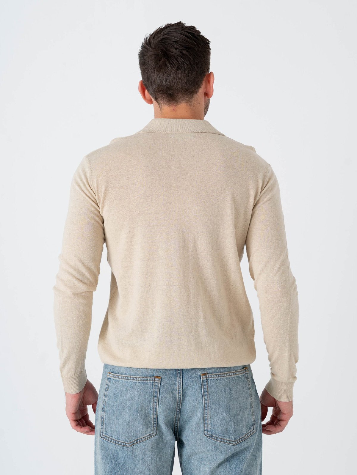 Mads Nørgaard Cotton Lino Theo Polo Long Sleeve Knit Castle Wall