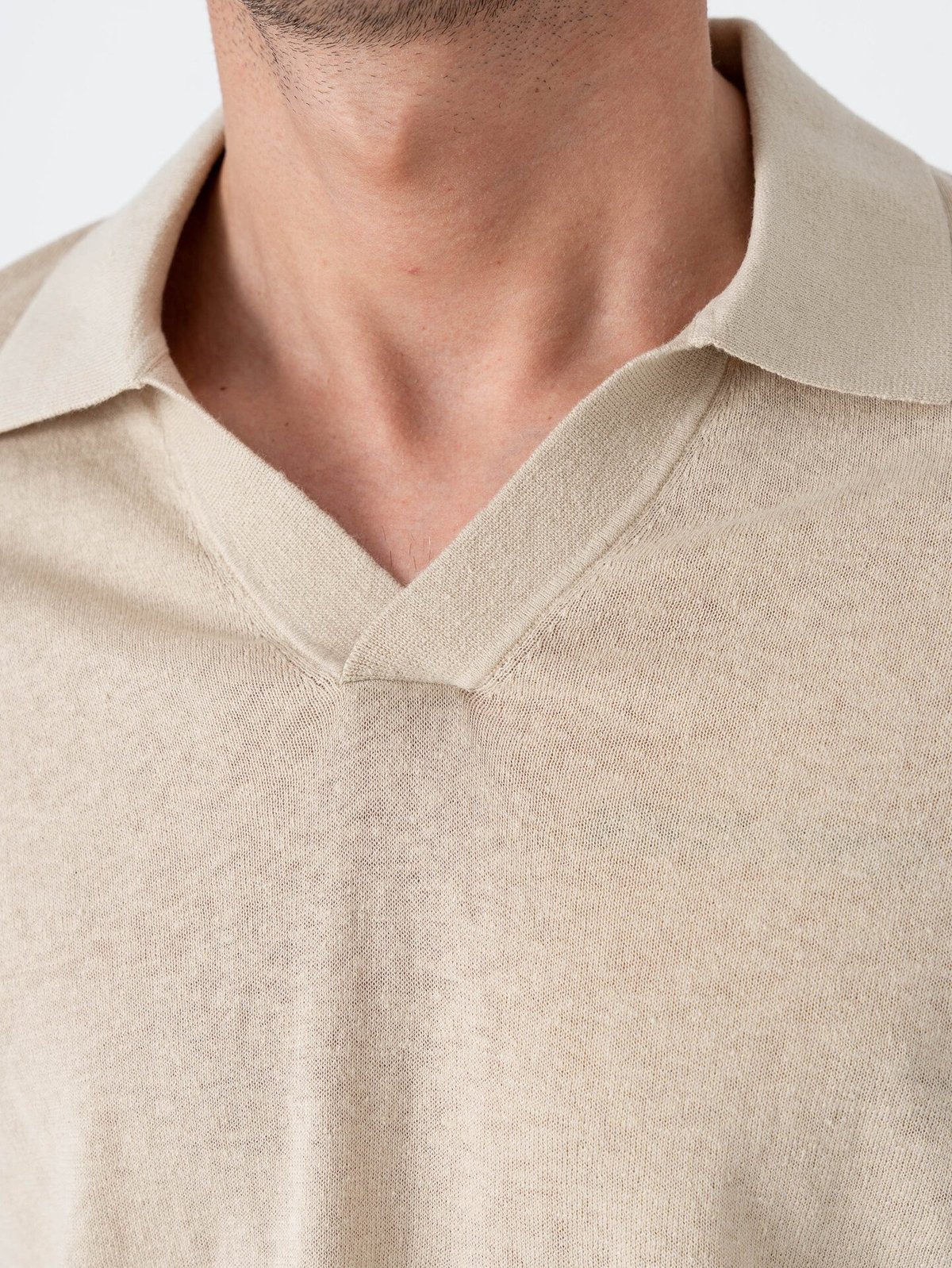 Mads Nørgaard Cotton Lino Theo Polo Long Sleeve Knit Castle Wall