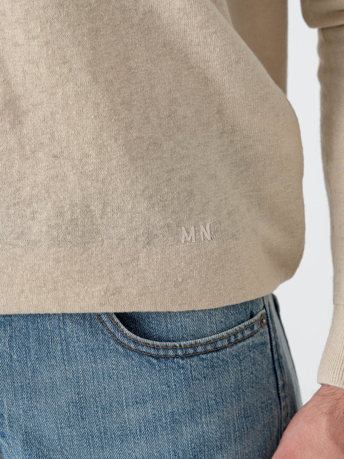 Mads Nørgaard Cotton Lino Theo Polo Long Sleeve Knit Castle Wall