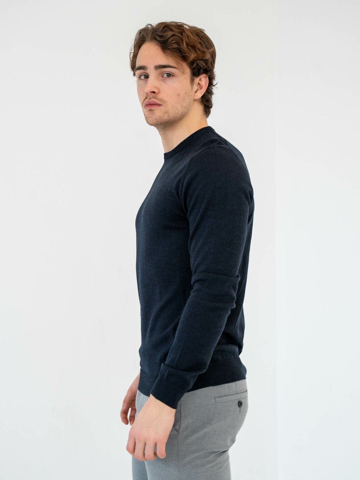 Matinique Grate Wool Pullover Dark Navy