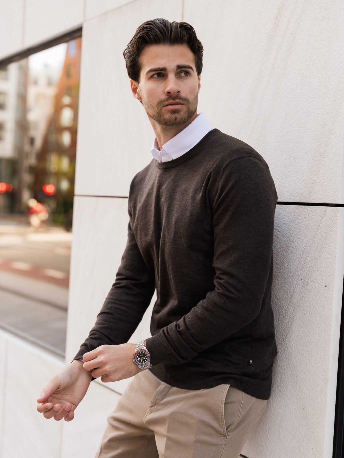 Matinique Grate Wool Pullover Dark Brown