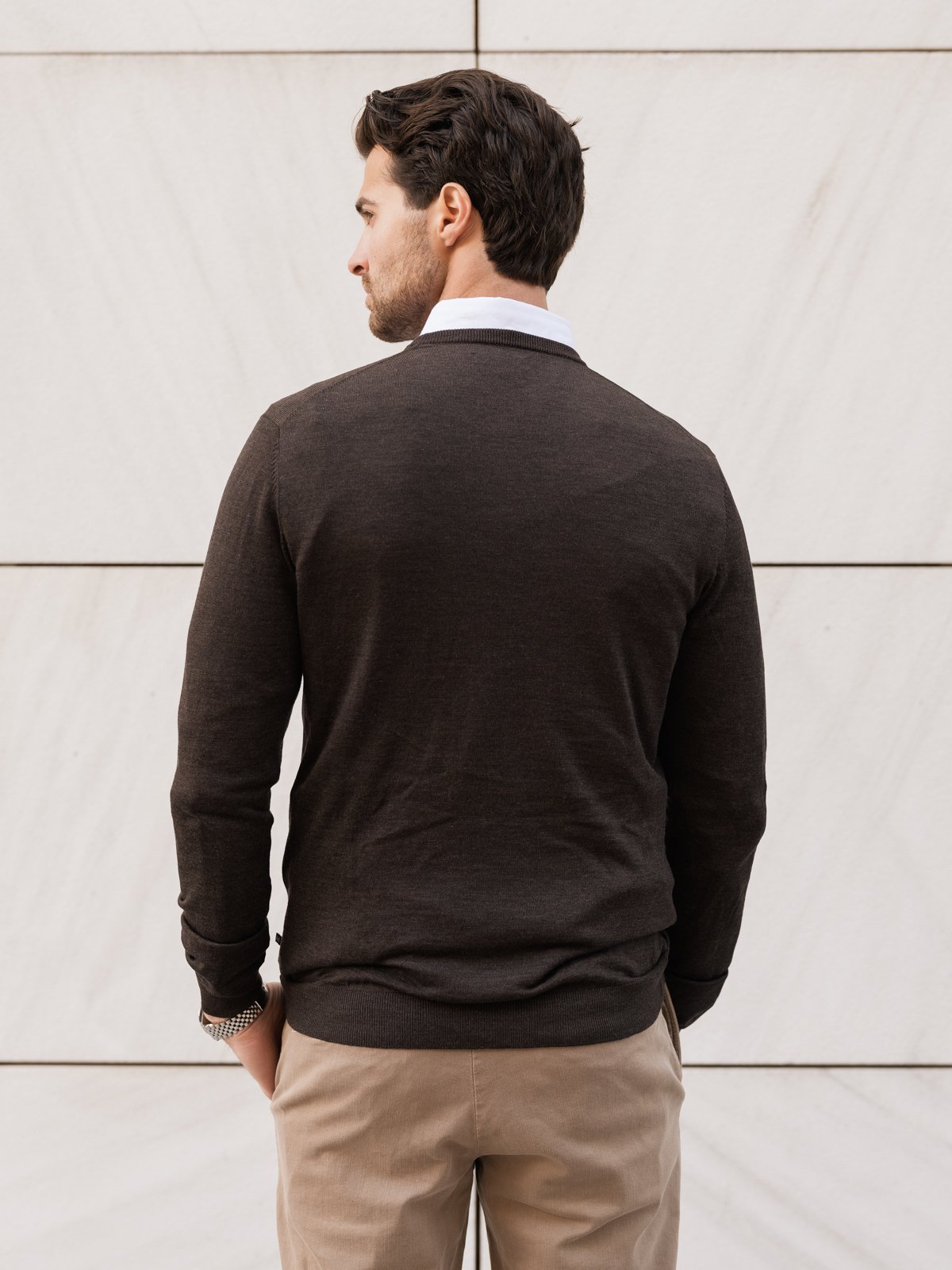 Matinique Grate Wool Pullover Dark Brown
