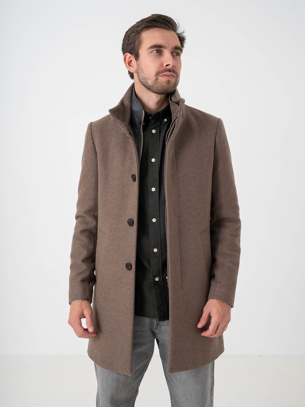 Matinique Harvey Wool Coat Walnut