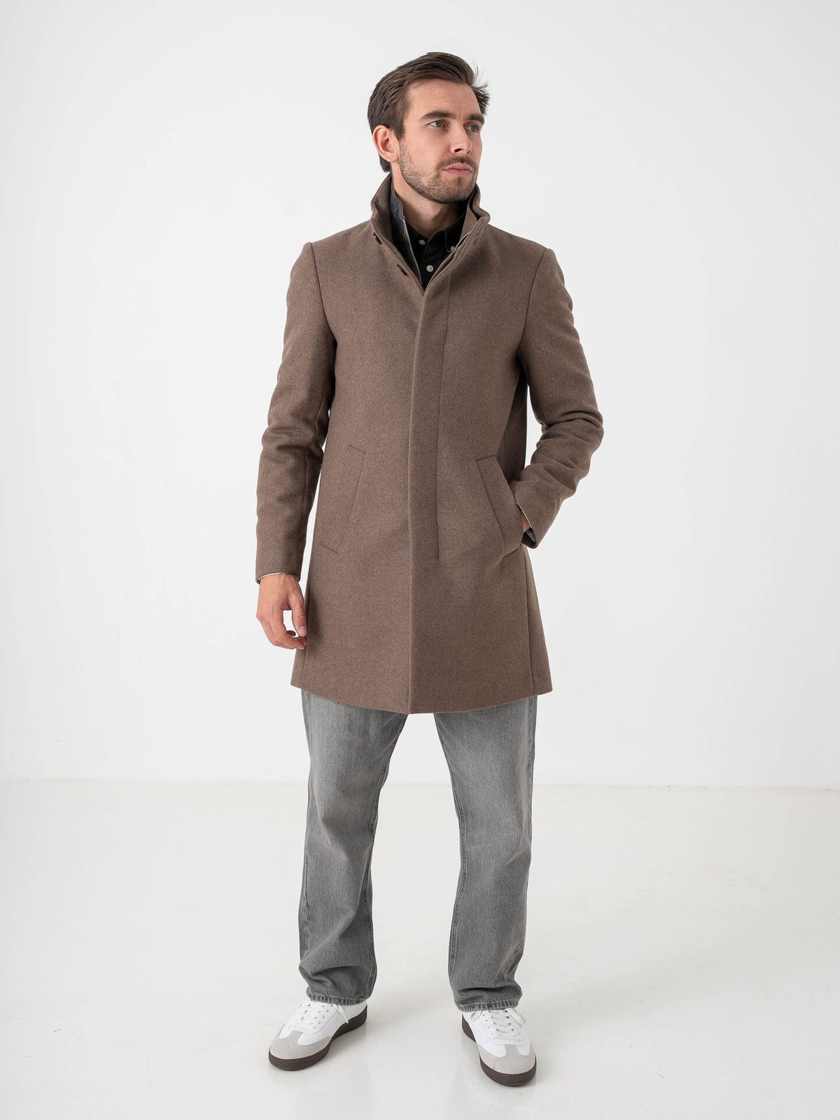 Matinique Harvey Wool Coat Walnut