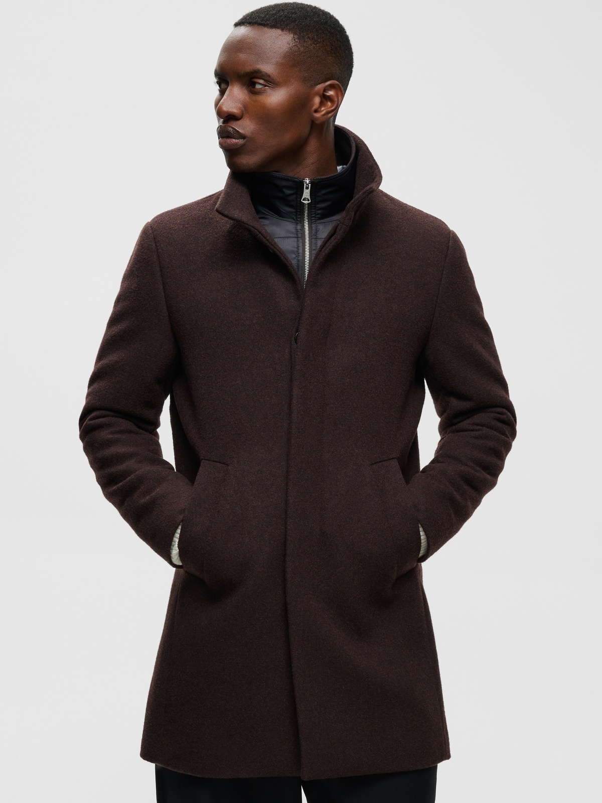 Matinique Harvey Wool Coat Espresso Brown
