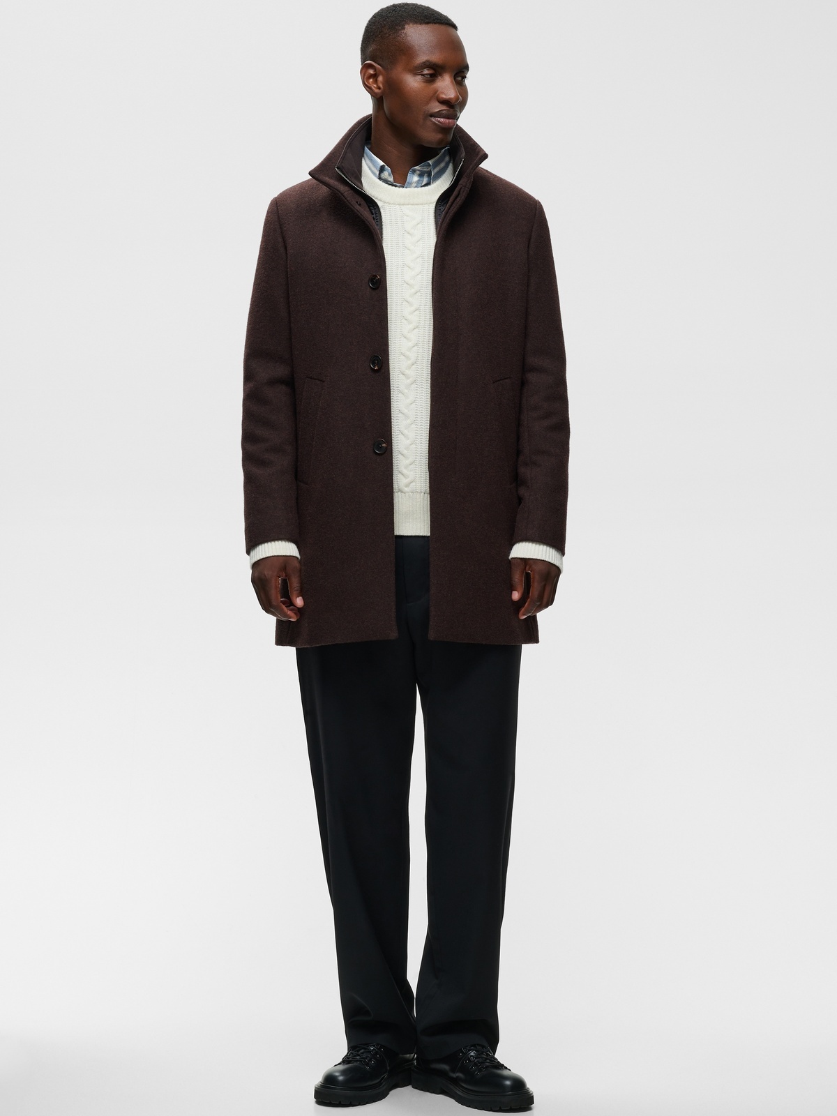 Matinique Harvey Wool Coat Espresso Brown