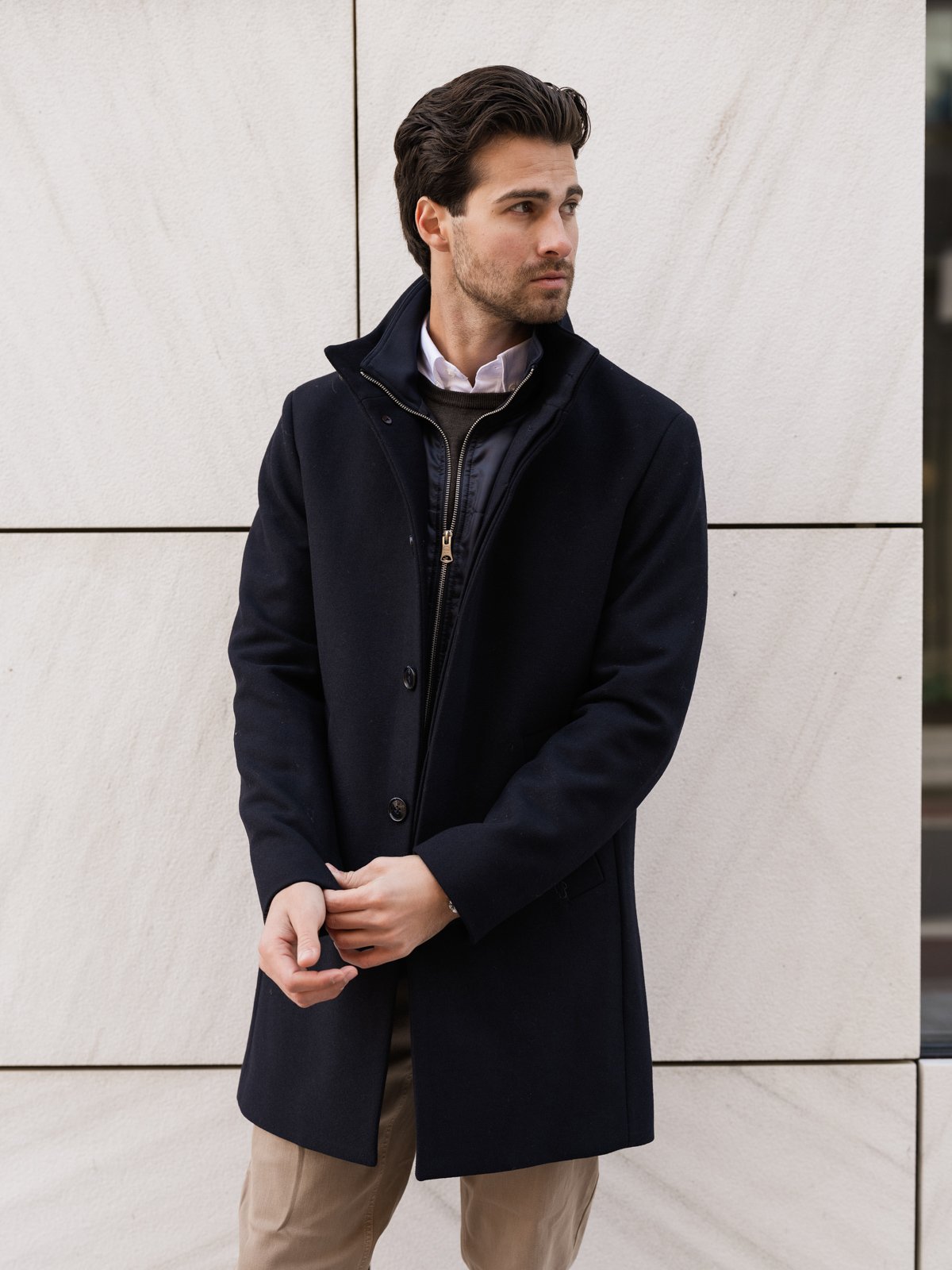 Matinique Harvey Wool Coat Dark Navy