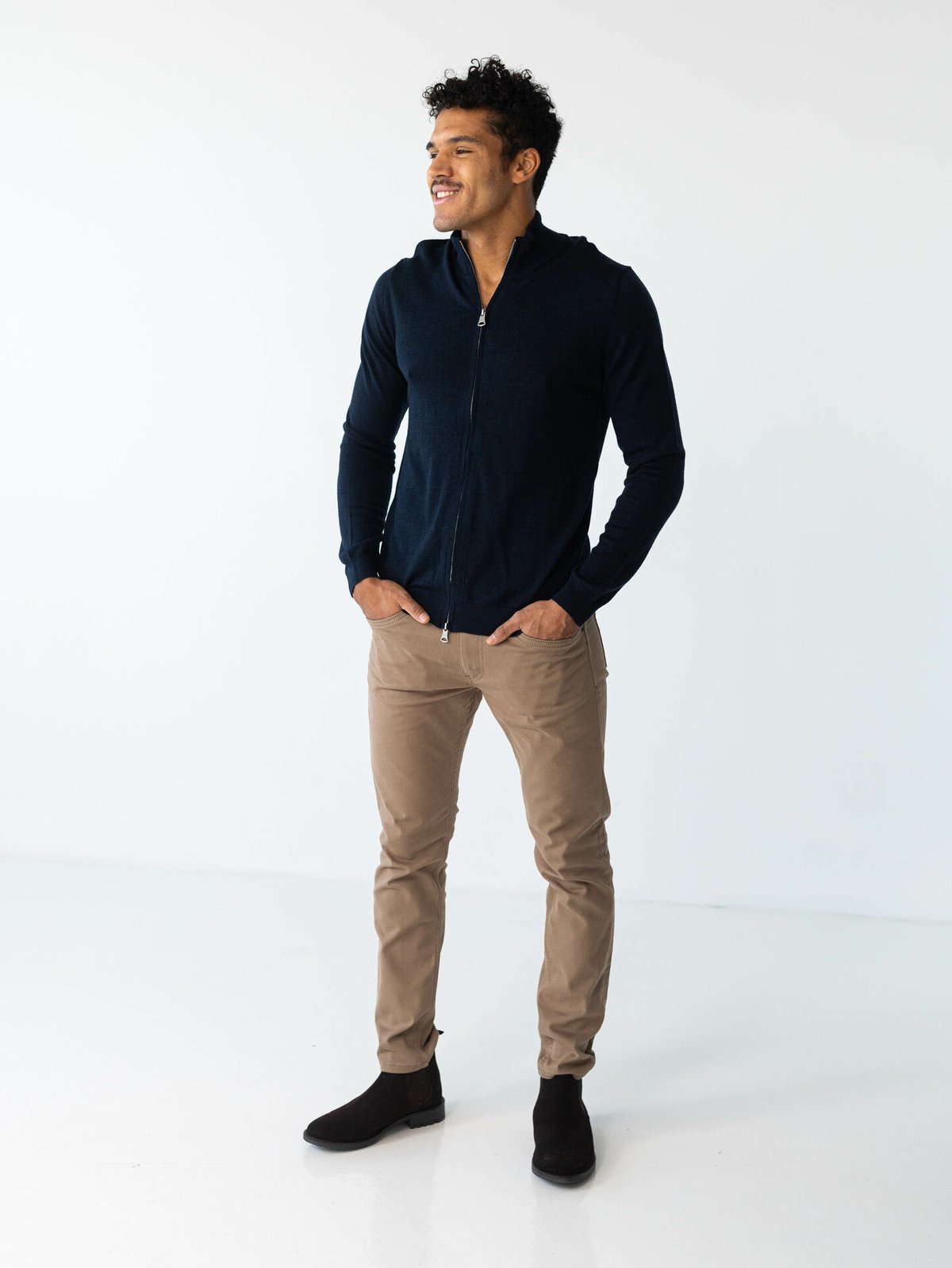 Matinique Mason Wool Cardigan Dark Navy Melange