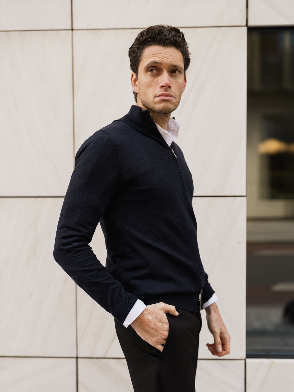 Matinique Mason Wool Cardigan Dark Navy Melange