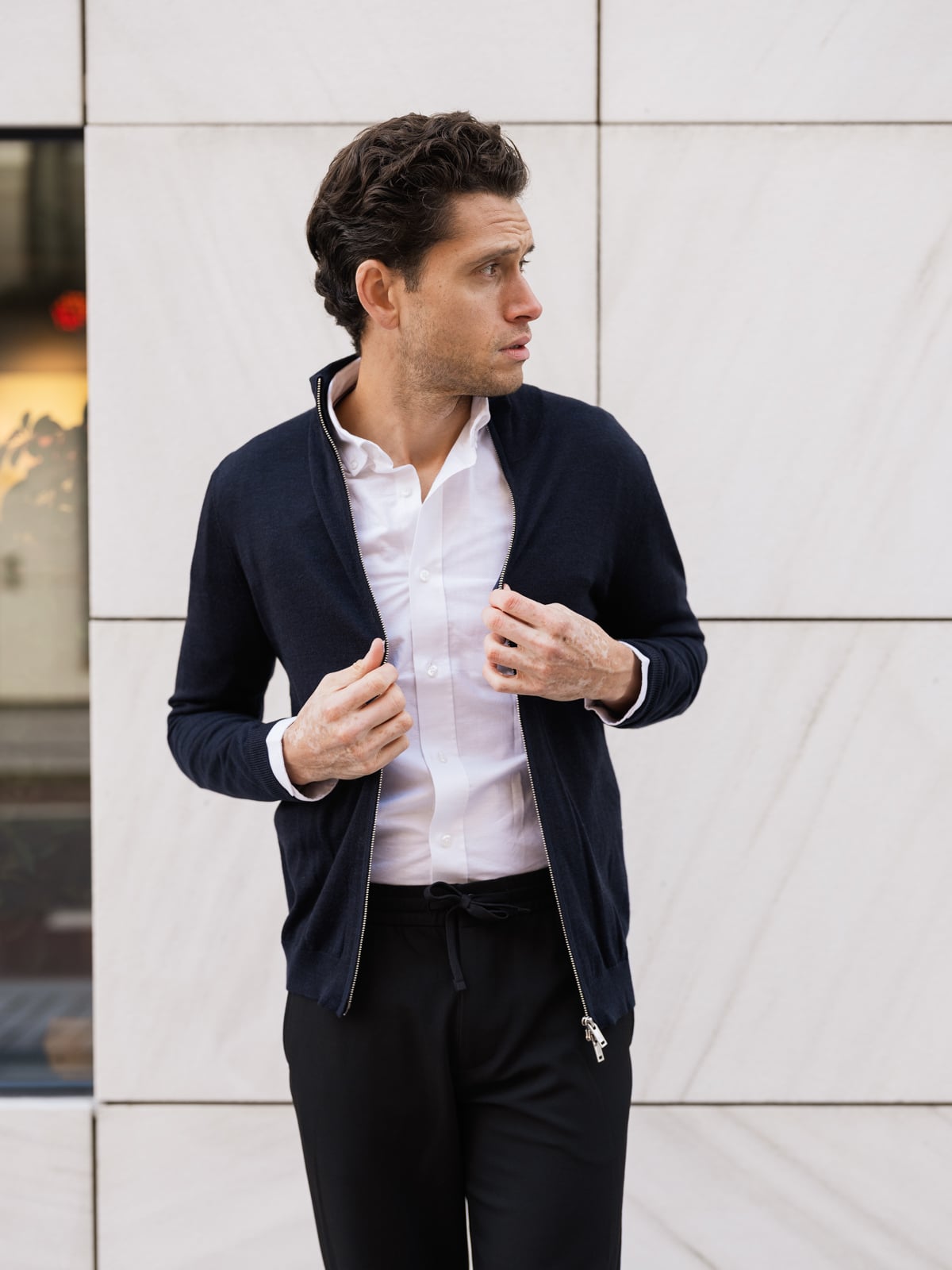 Matinique Mason Wool Cardigan Dark Navy Melange