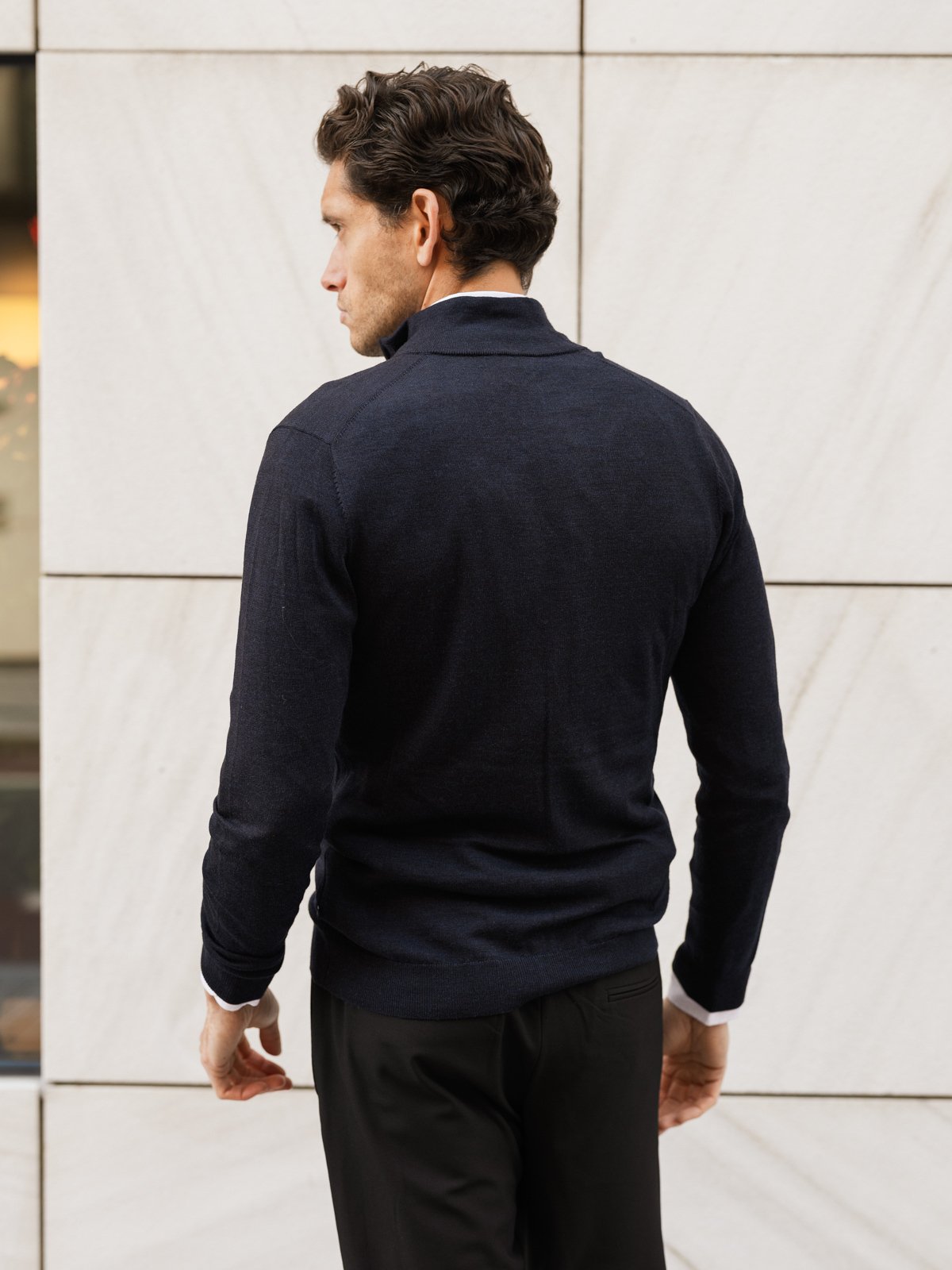 Matinique Mason Wool Cardigan Dark Navy Melange