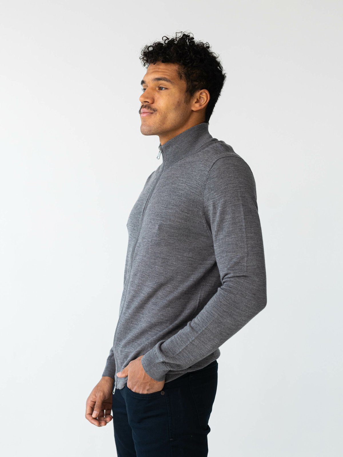 Matinique Mason Wool Cardigan Medium Grey Melange