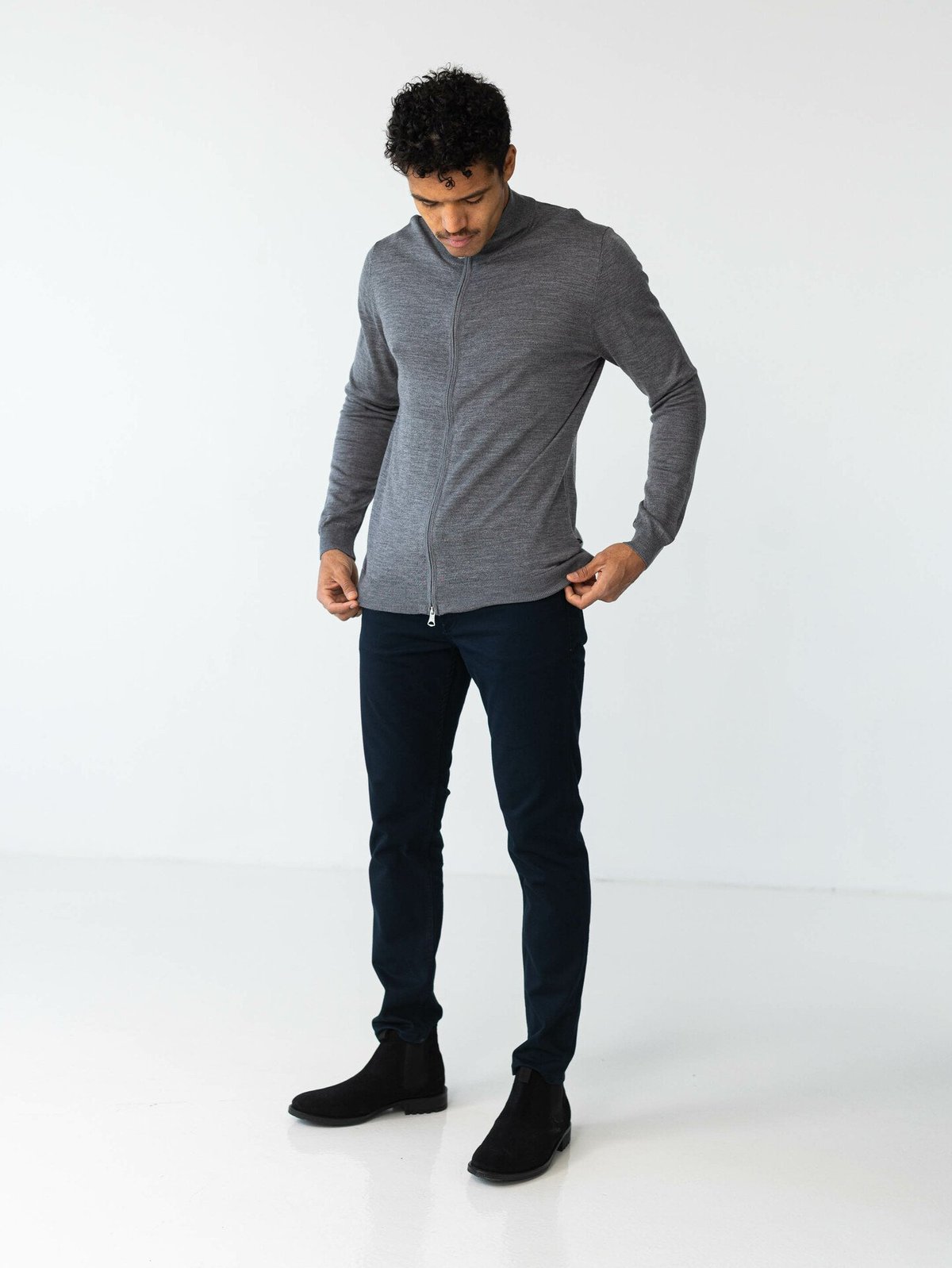 Matinique Mason Wool Cardigan Medium Grey Melange