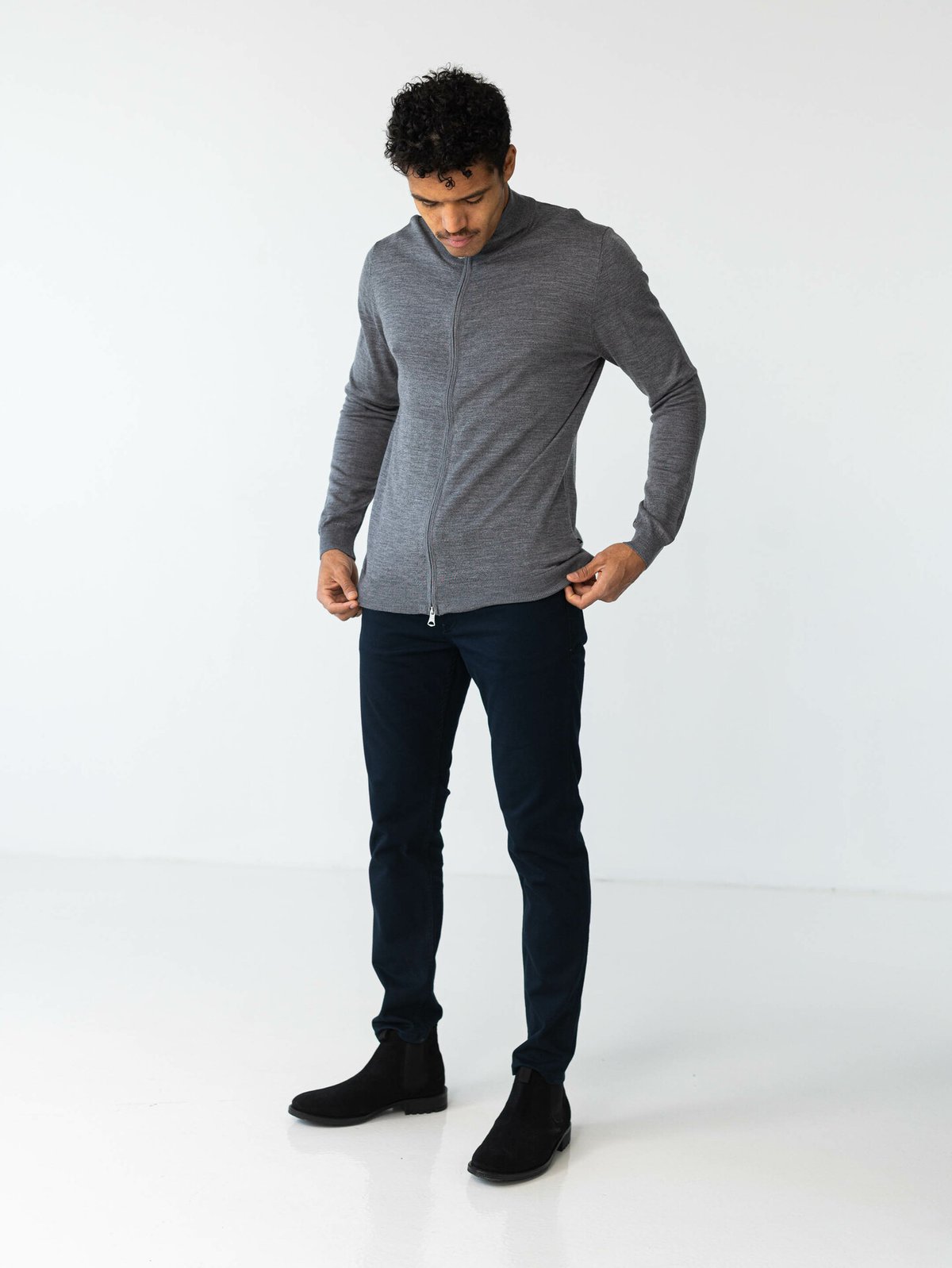 Matinique Mason Wool Cardigan Medium Grey Melange