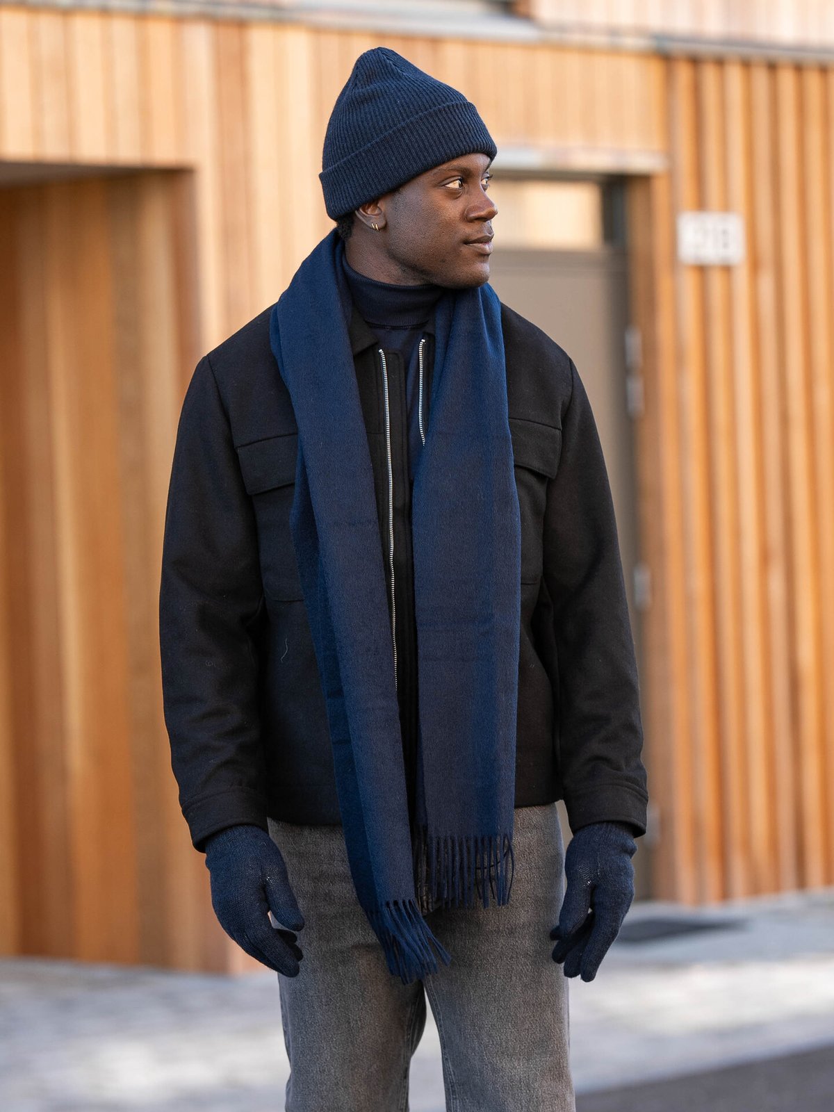 Matinique Wolan Wool Scarf Dark Navy