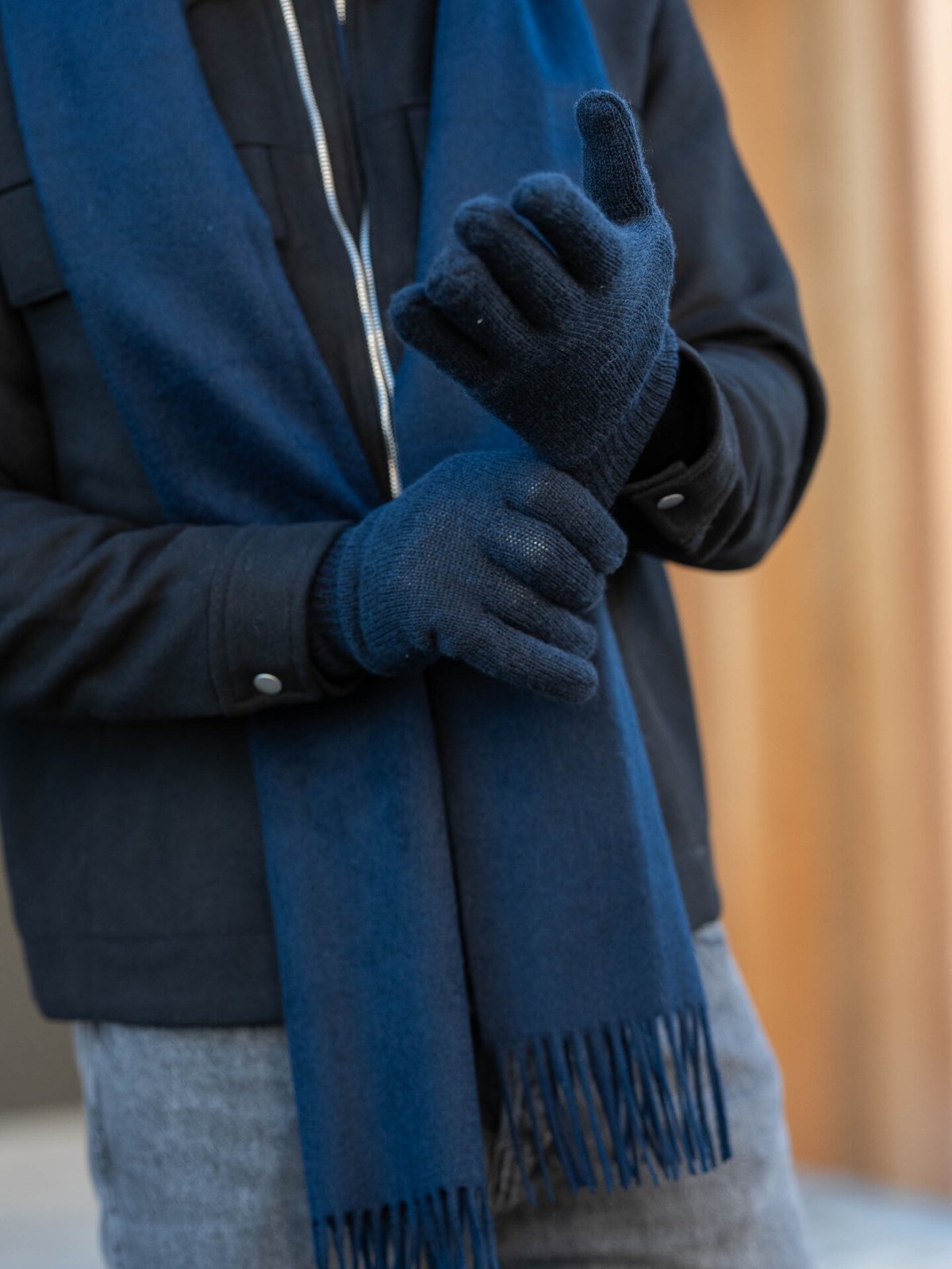 Matinique Wolan Wool Scarf Dark Navy